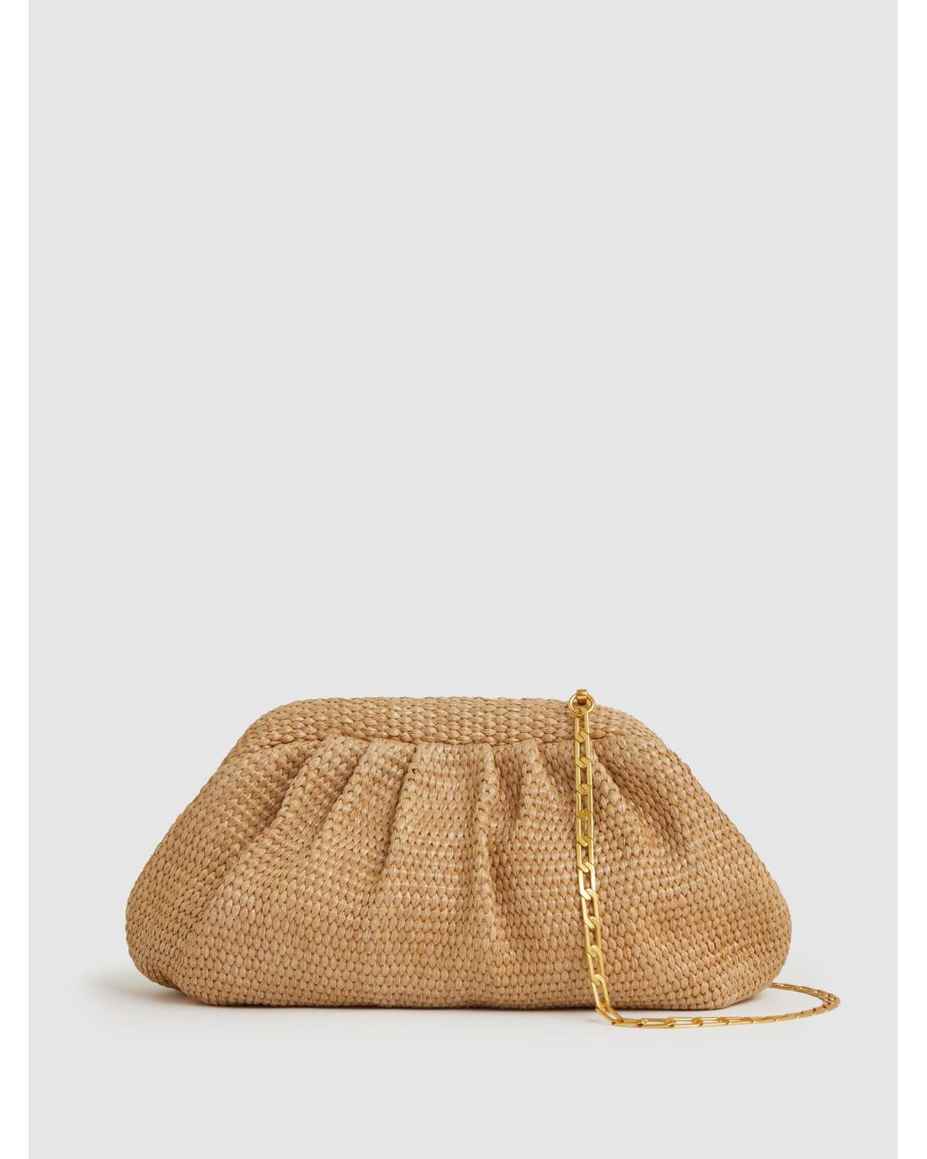 Reiss Gia - Natural Raffia Clutch Bag
