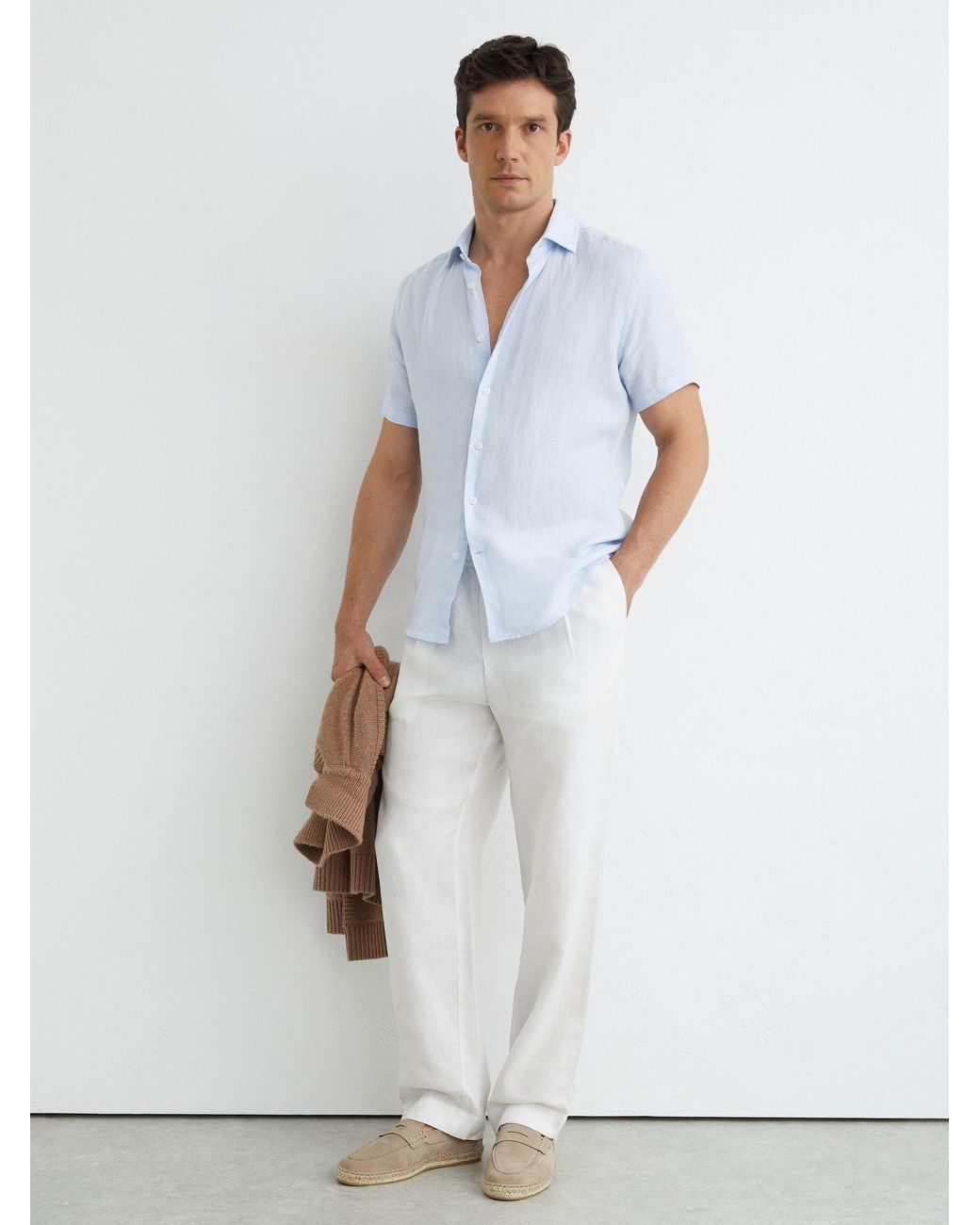 Reiss Multicolor Slim Fit Linen Button-Through Shirt for men