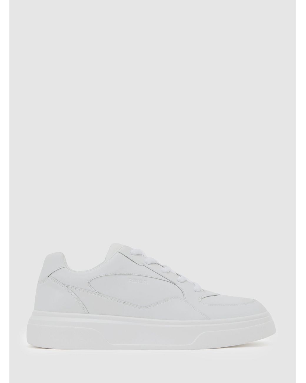 Reiss Black Bonded-Leather Chunky Sole Trainers for men