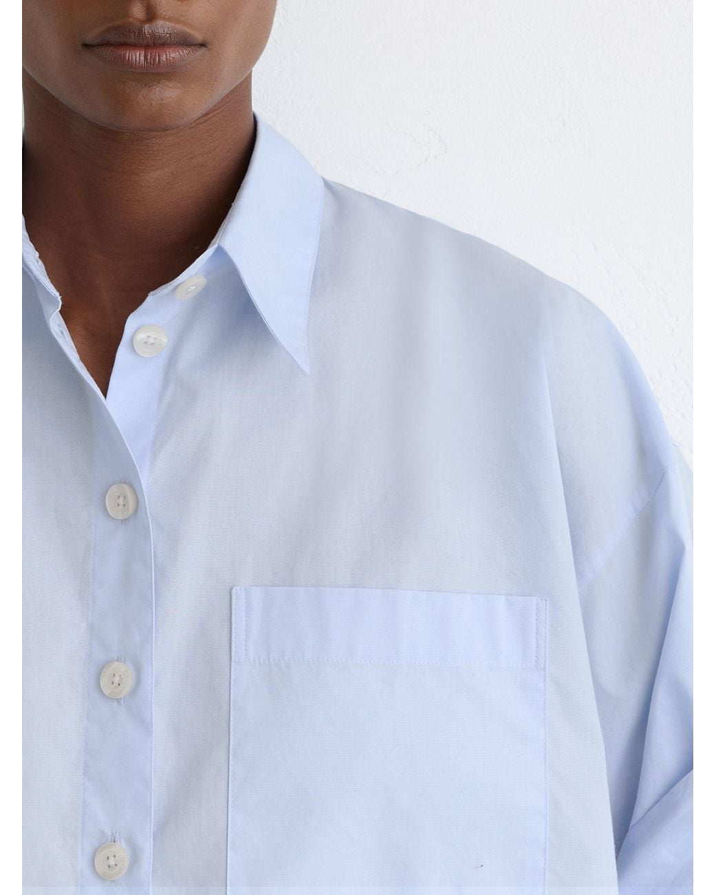 Reiss White Cotton Cropped Long-Sleeve Shirt