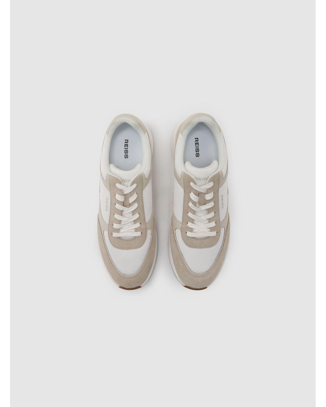 Reiss Natural Suede-Trim Runner Trainers for men