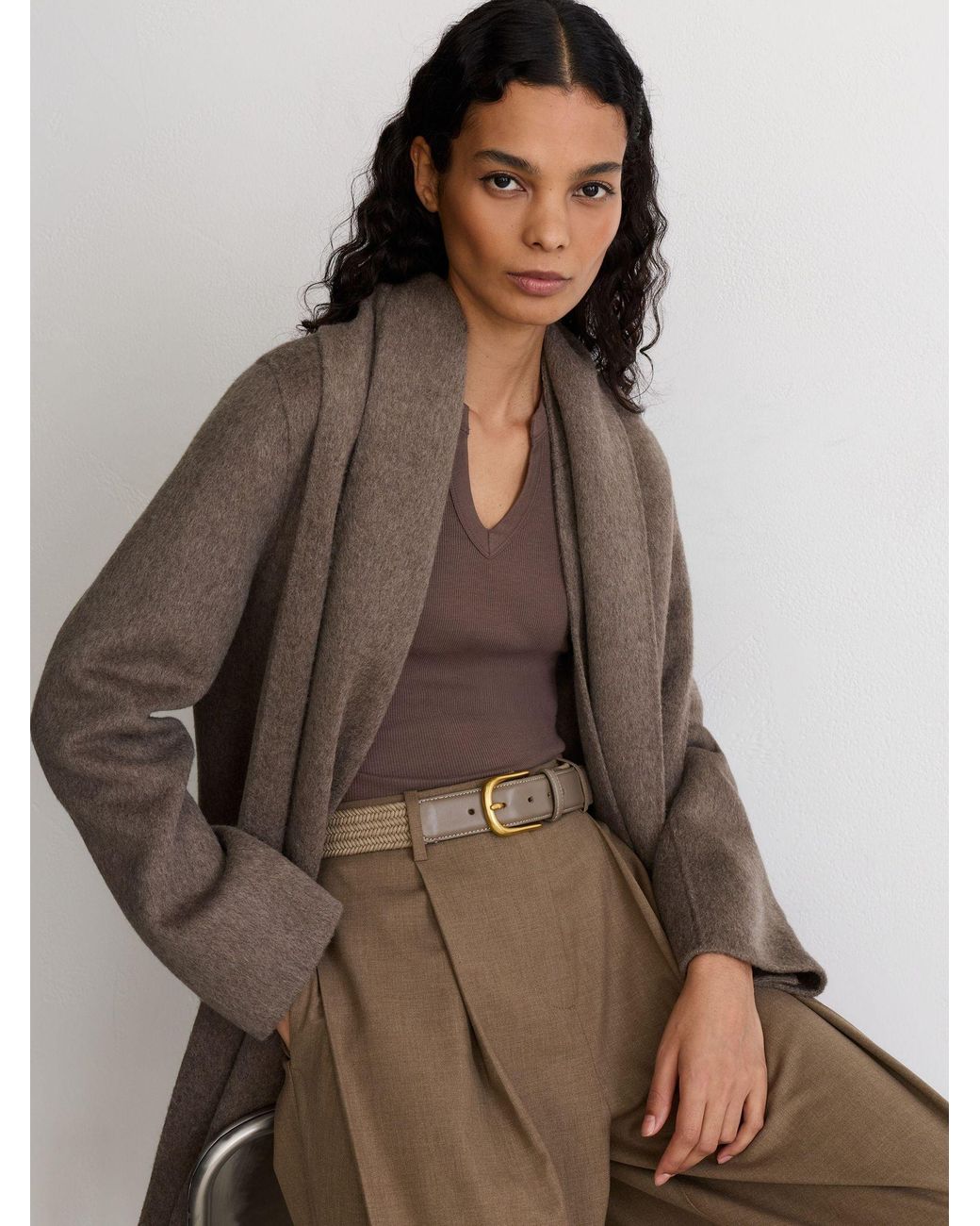 Reiss Natural Leather Woven Mix Belt