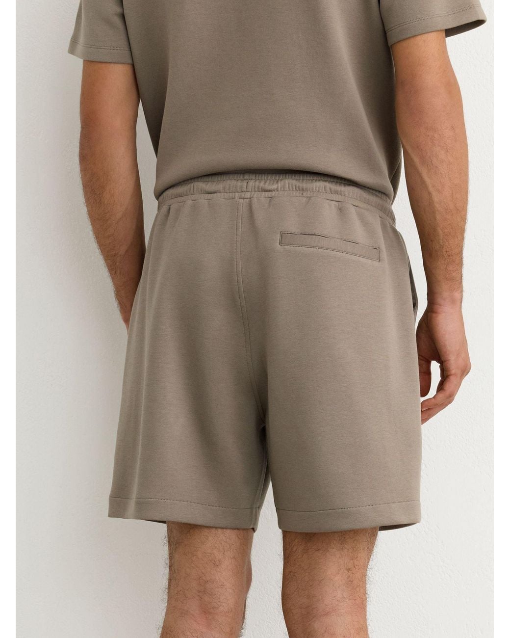 Reiss Natural Sueded Interlock Jersey Drawstring Shorts for men