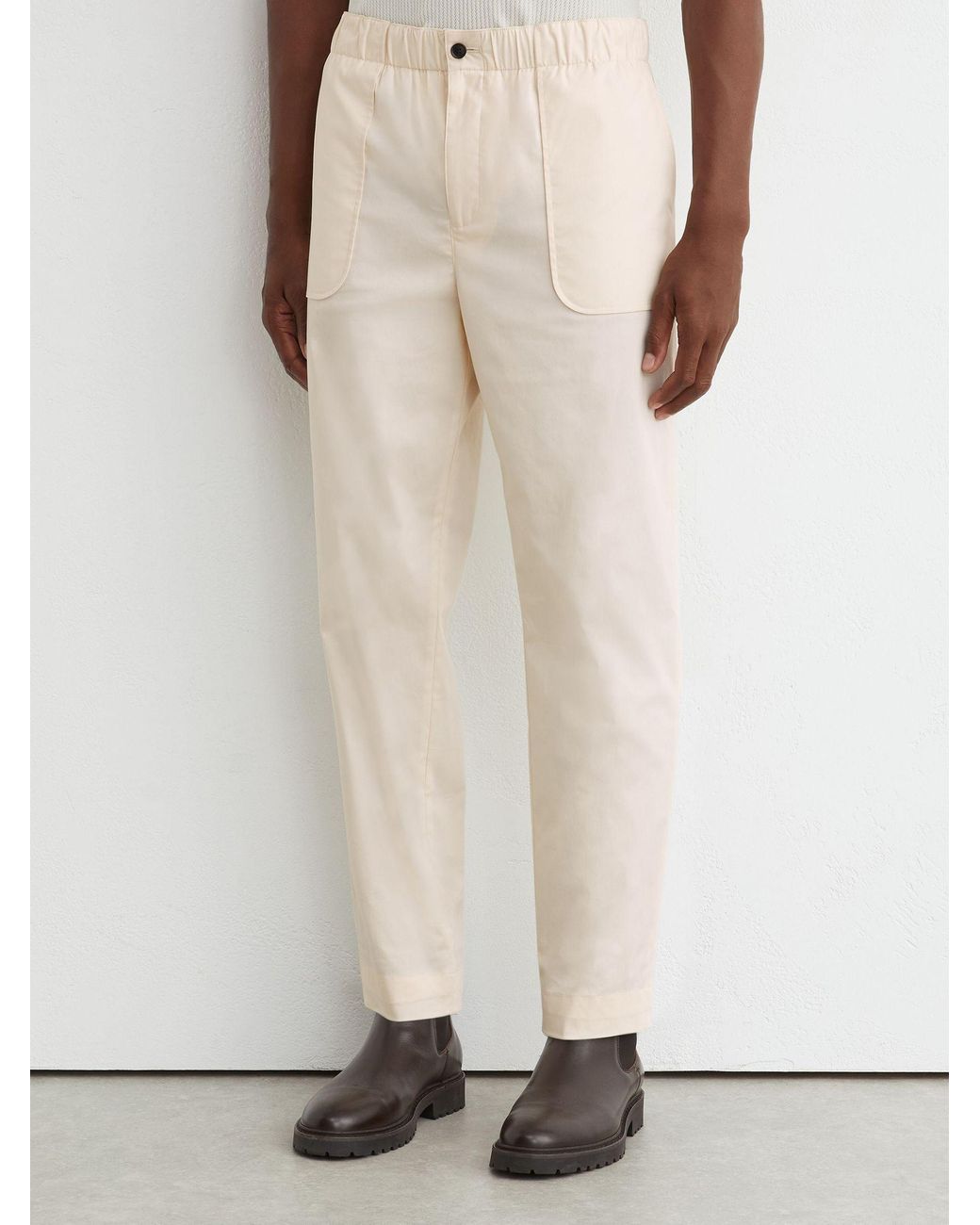 Reiss Natural Cotton-Blend Lightweight Tapered Trousers for men