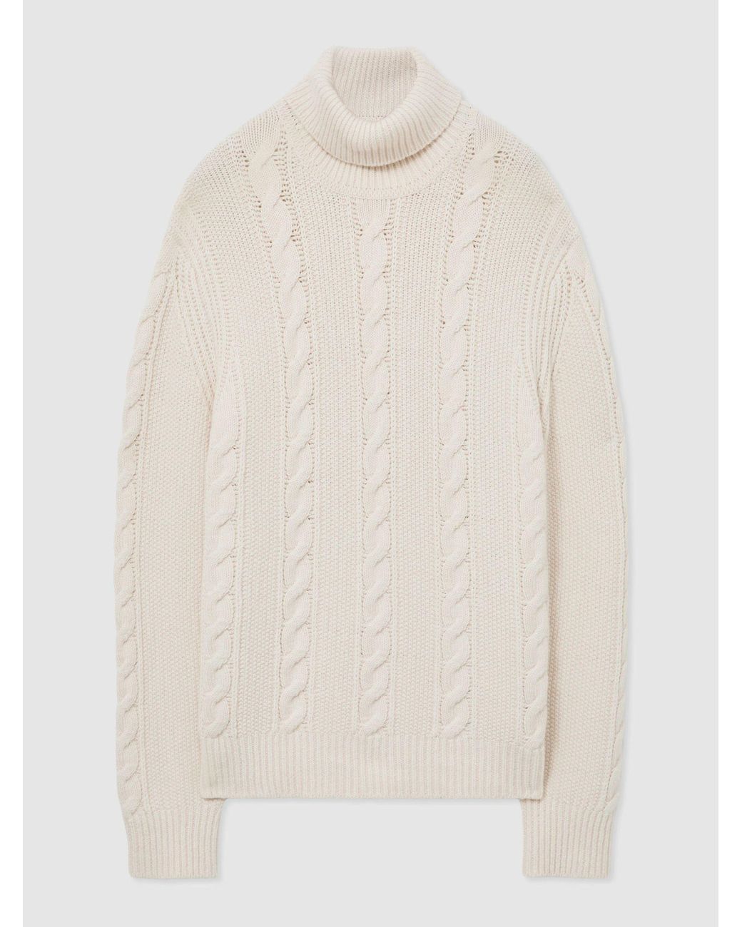 Reiss Gray Cable-Knit Roll-Neck Jumper With Wool for men