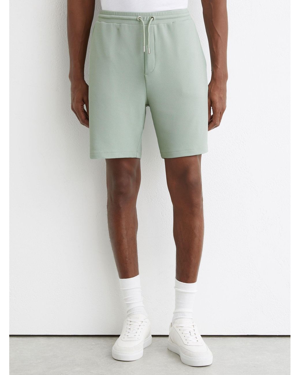 Reiss Blue Textured Side-Stripe Drawstring Shorts for men