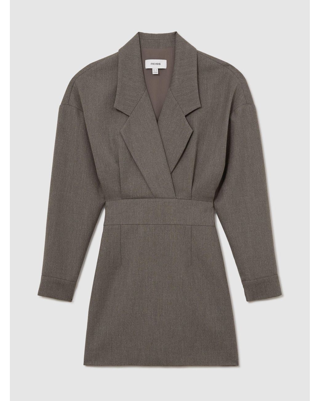Reiss Gray Notch-Lapel Tailored Mini Dress