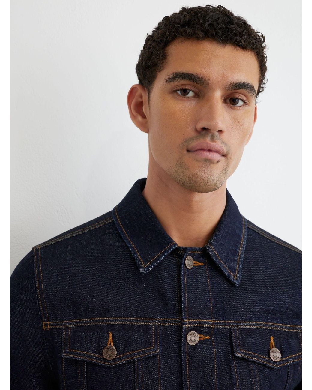 Reiss Blue Acre - Dark Indigo Denim Trucker Jacket, Xs for men