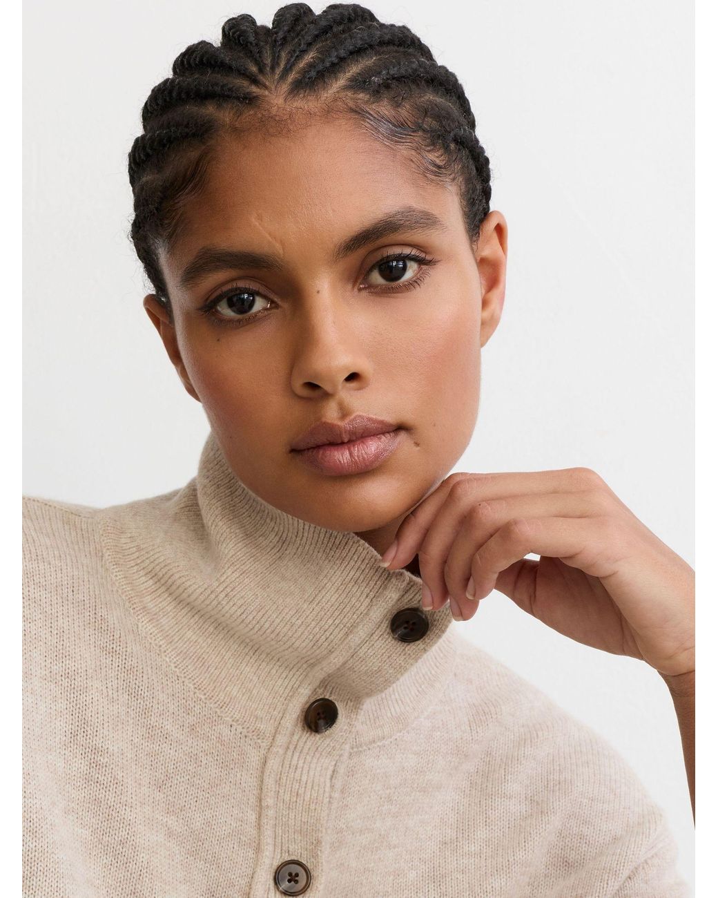 Reiss Natural Wool-Cashmere Half-Button Jumper