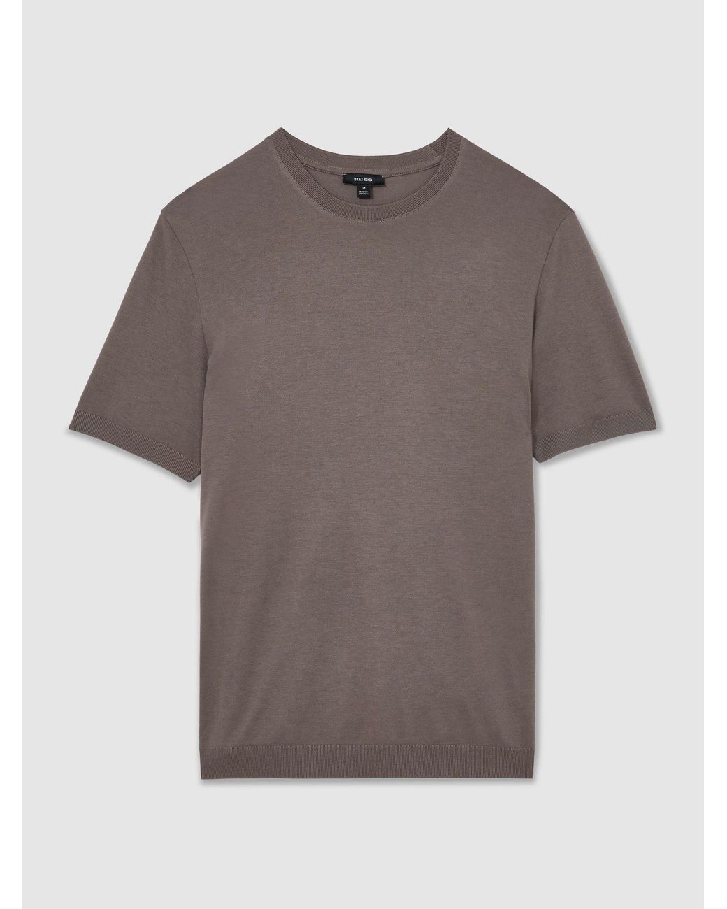 Reiss Brown Cotton- Crew-Neck Modern-Fit T-Shirt for men