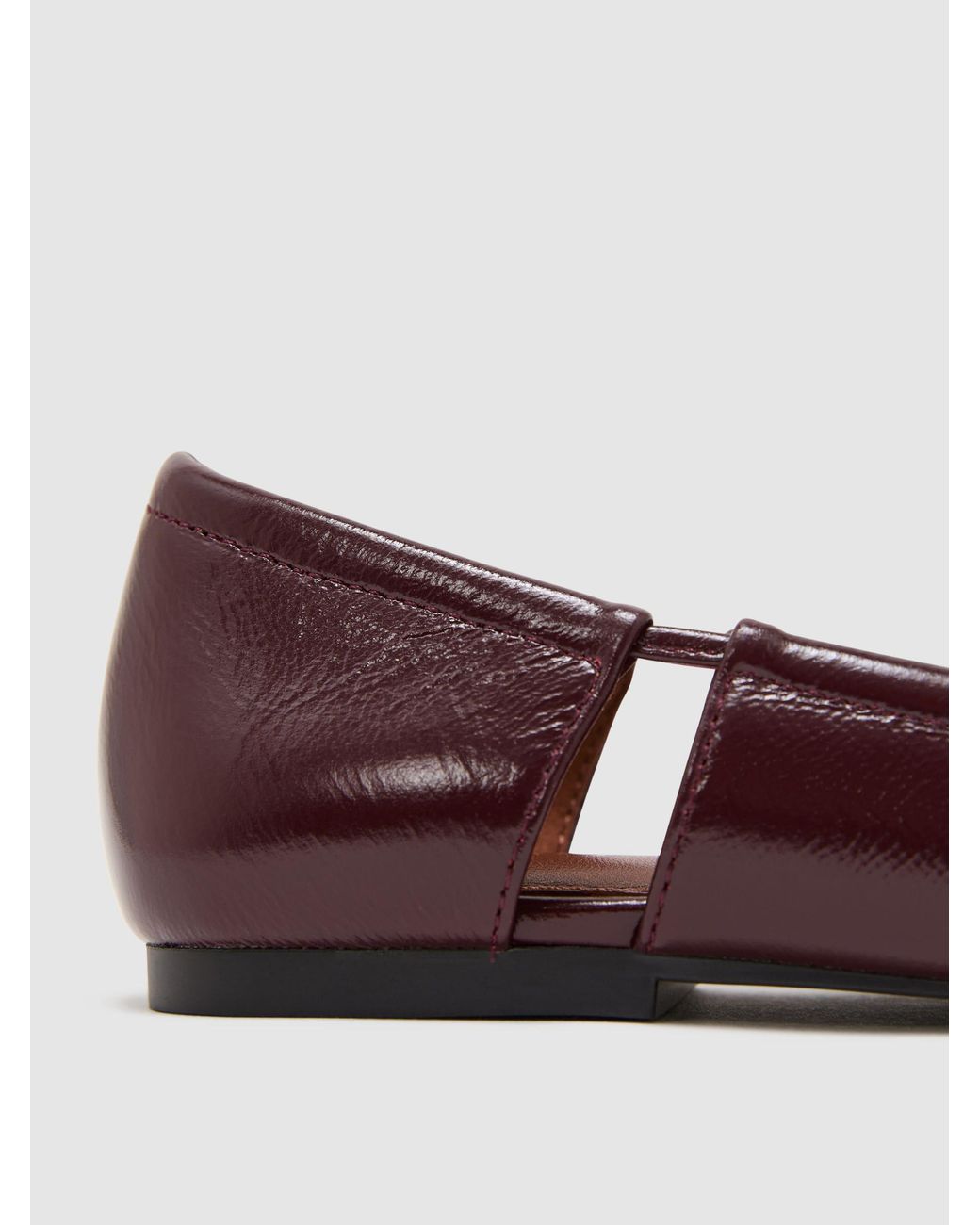 Reiss Gray Leather Cut-Out Ballet Flats