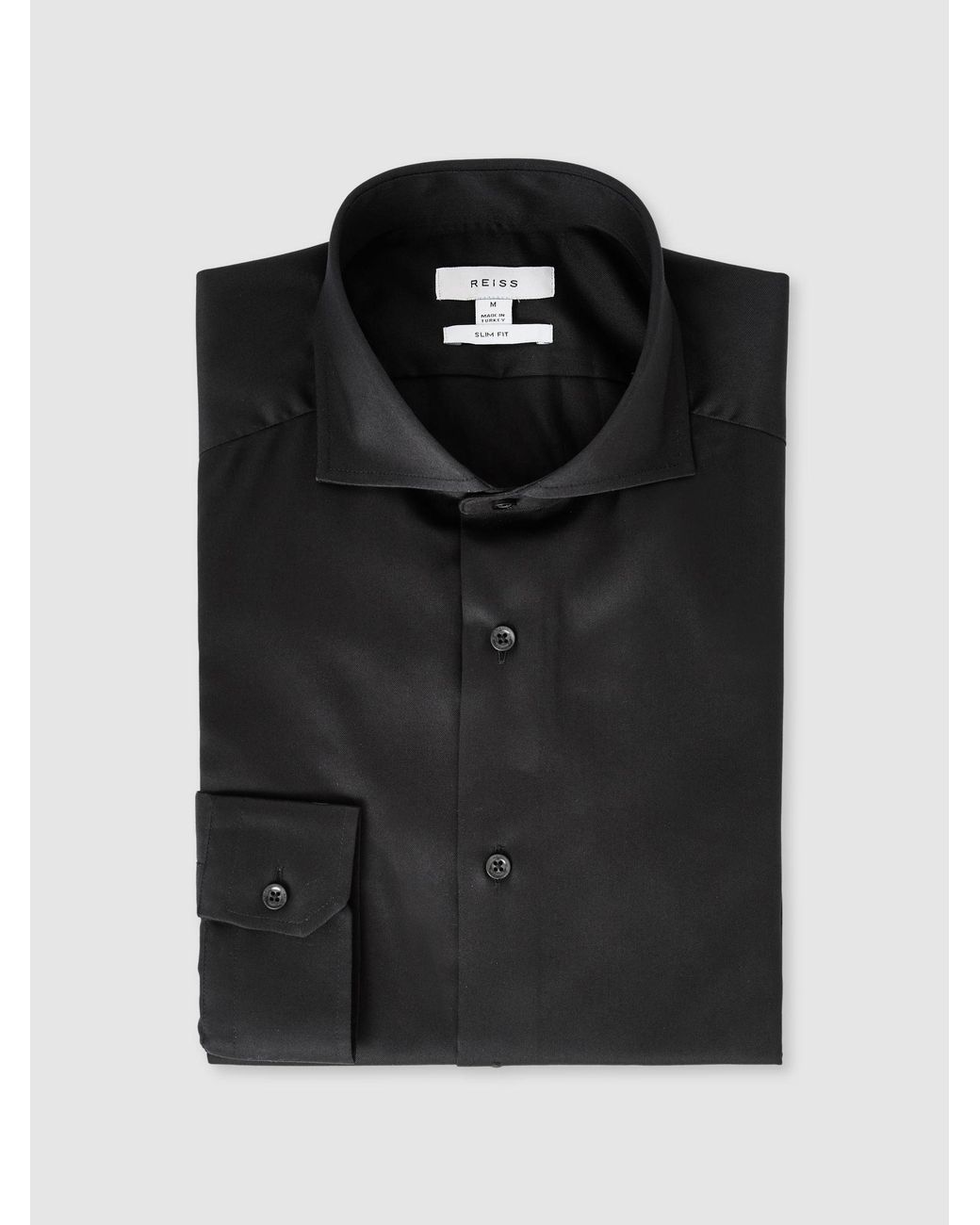 Reiss Black Slim Fit Two-Fold Cotton Shirt, - Resort & Holiday Wear for men