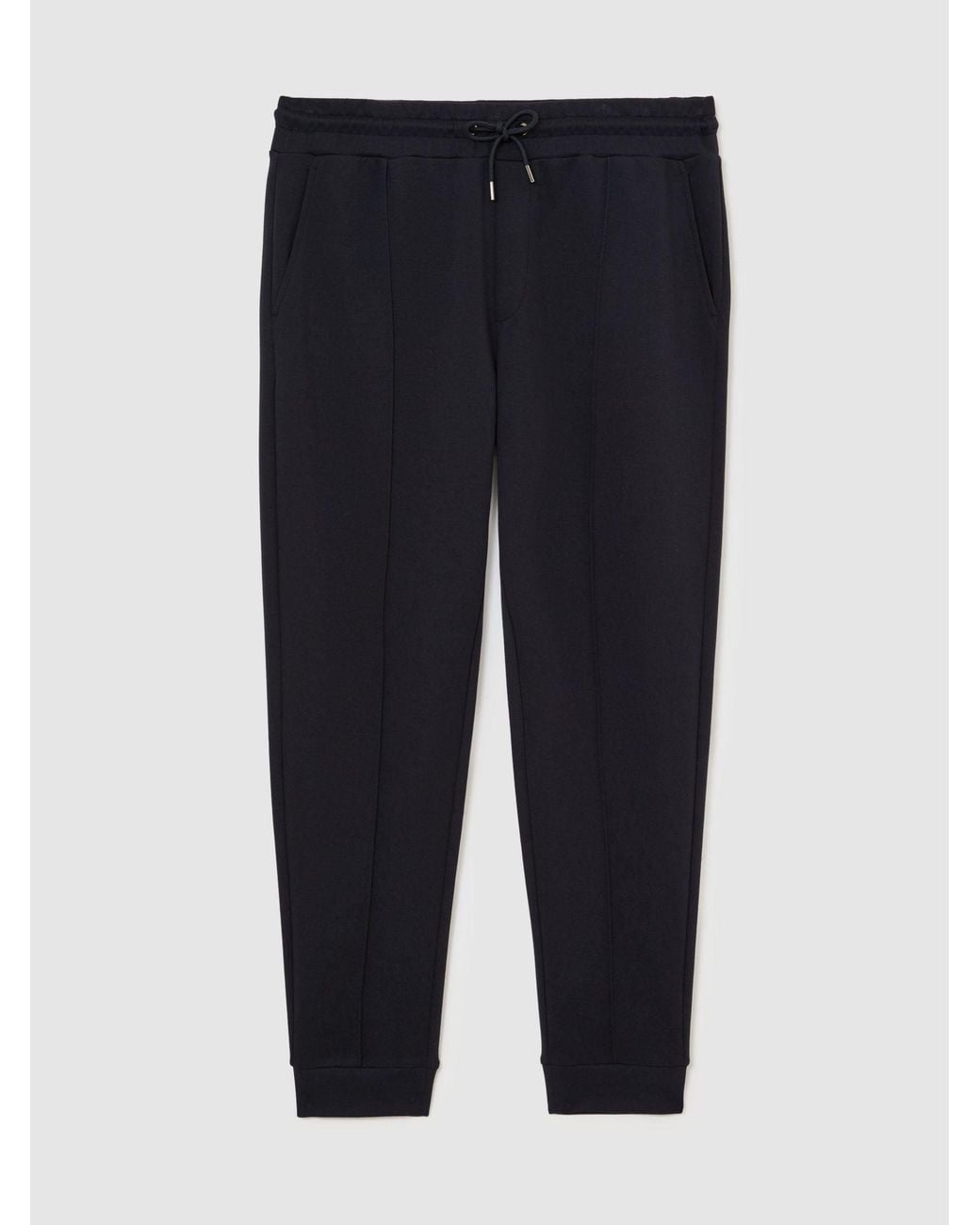 Reiss White Sueded Interlock Jersey Cuffed Joggers for men
