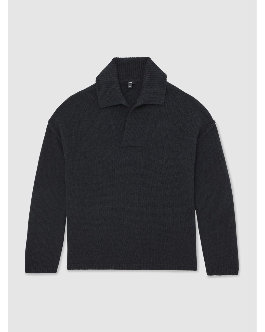Reiss Blue Wool-Blend Relaxed Open-Collar Jumper for men