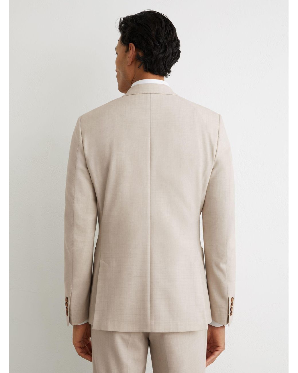 Reiss Natural Belmont Double-Breasted Textured Blazer With Wool for men