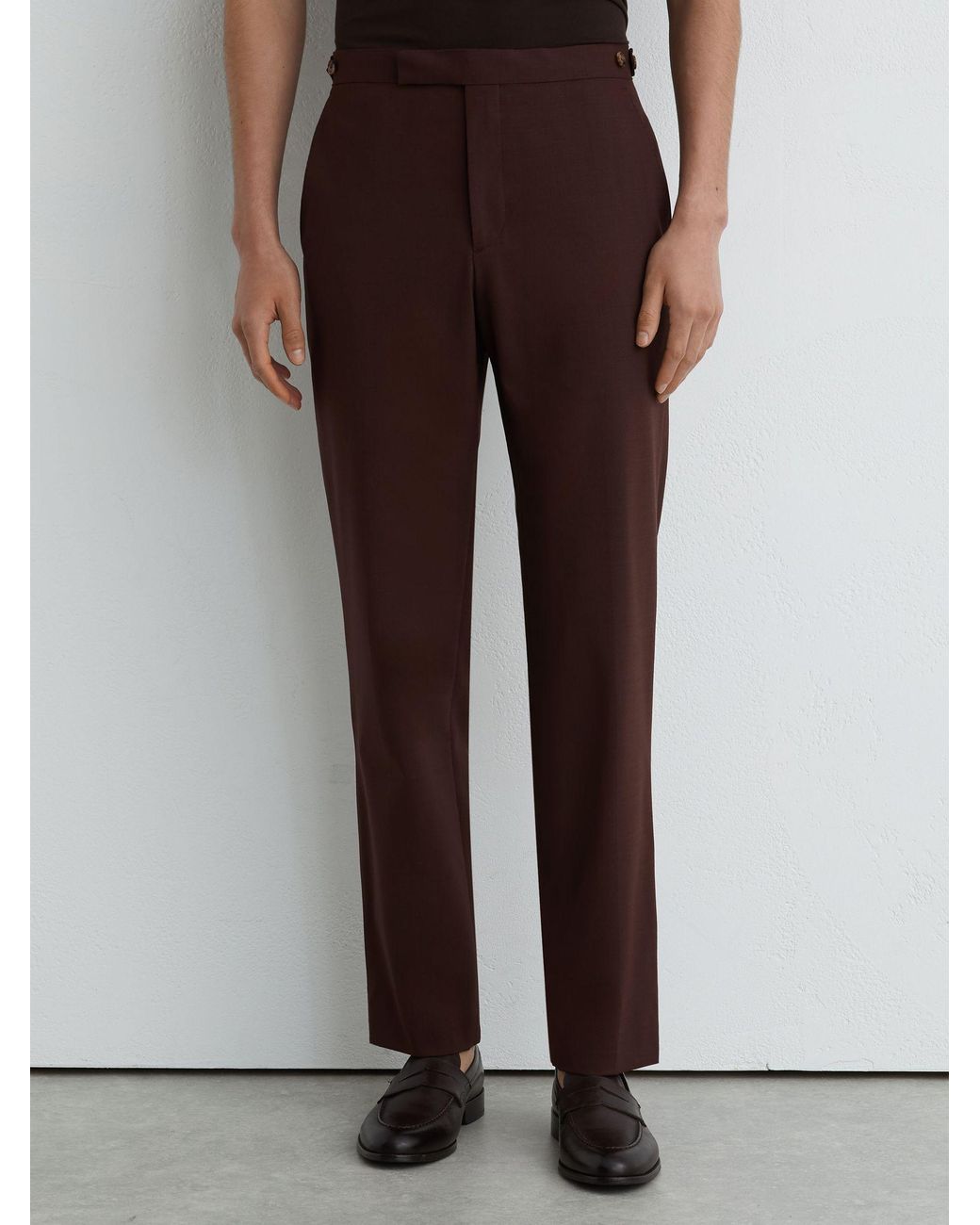 Reiss Mineral - Chocolate Brown Classic Fit Wool-blend Suit Trousers, 30 for men