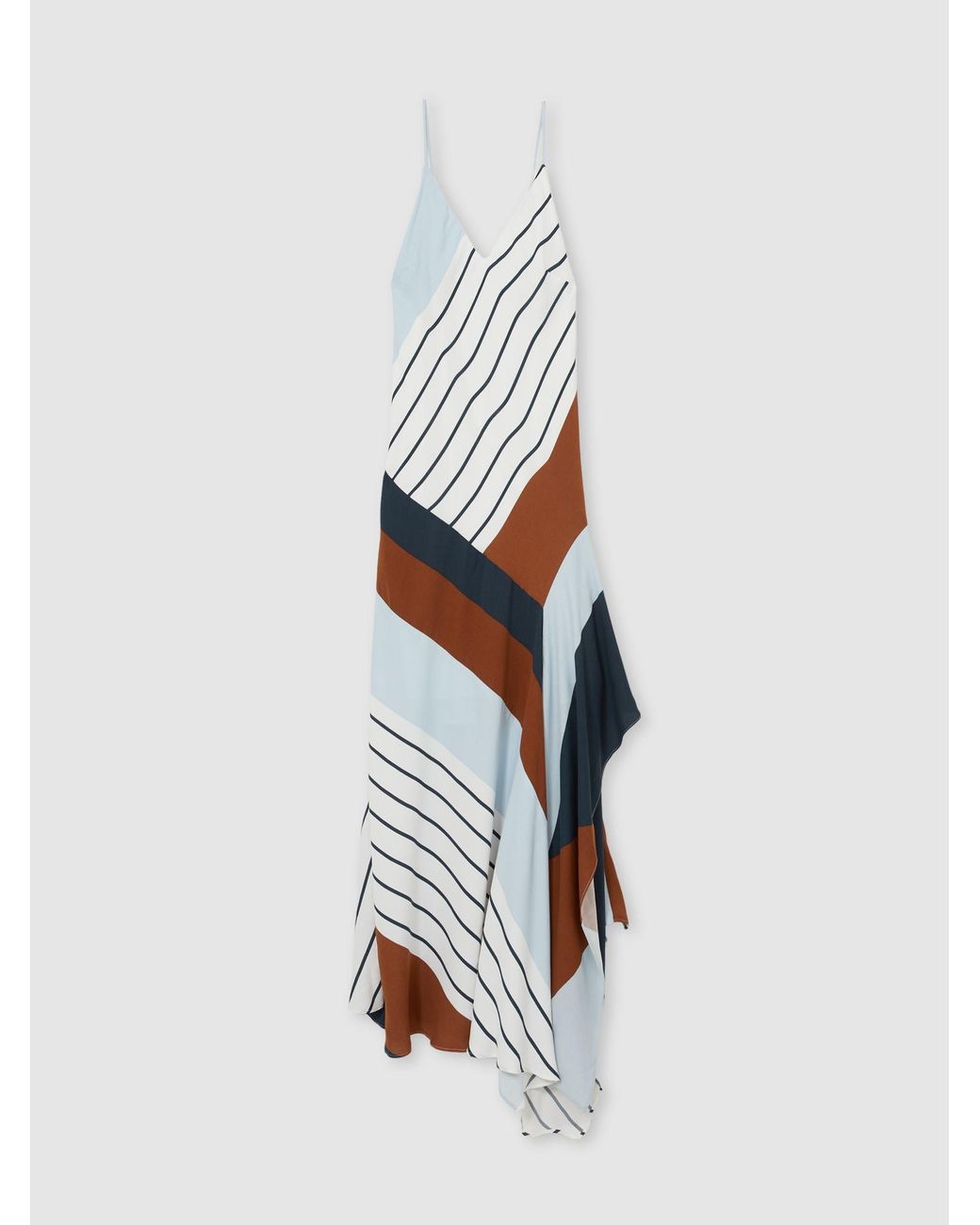 Reiss Hallia - Blue/brown Stripe-print Handkerchief Maxi