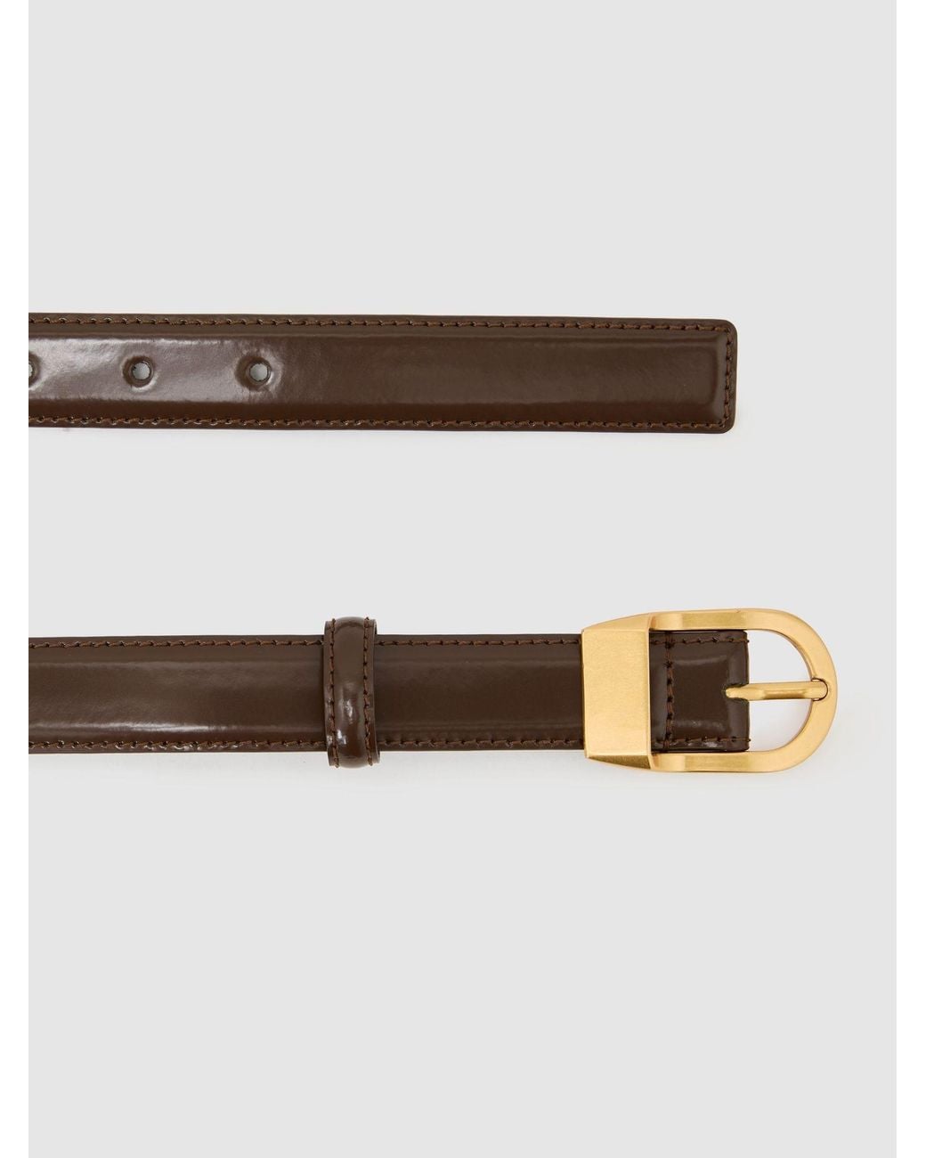 Reiss Brown Hazel - Chocolate Leather Curved-buckle Belt, Medium