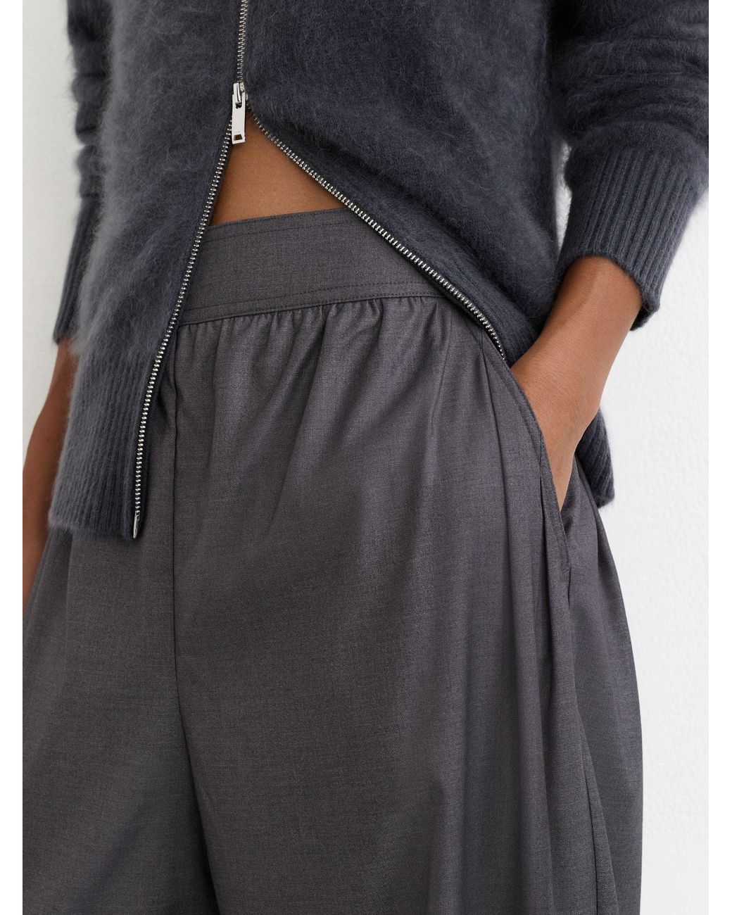 Reiss Gray Cuffed Balloon-Leg Trousers