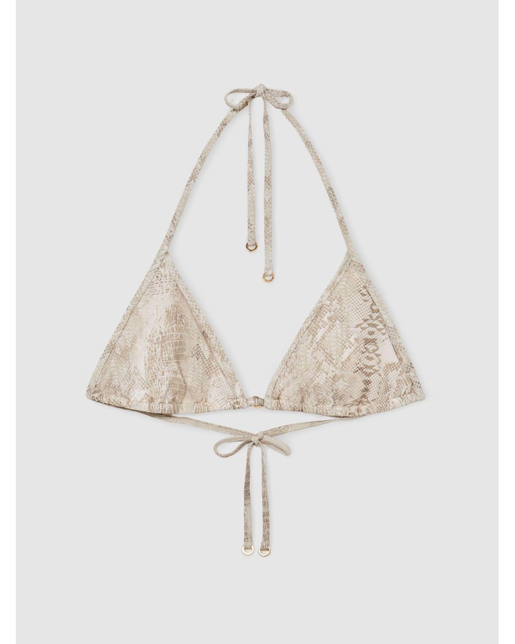 Reiss Brown Snake-Print Triangle Bikini Top