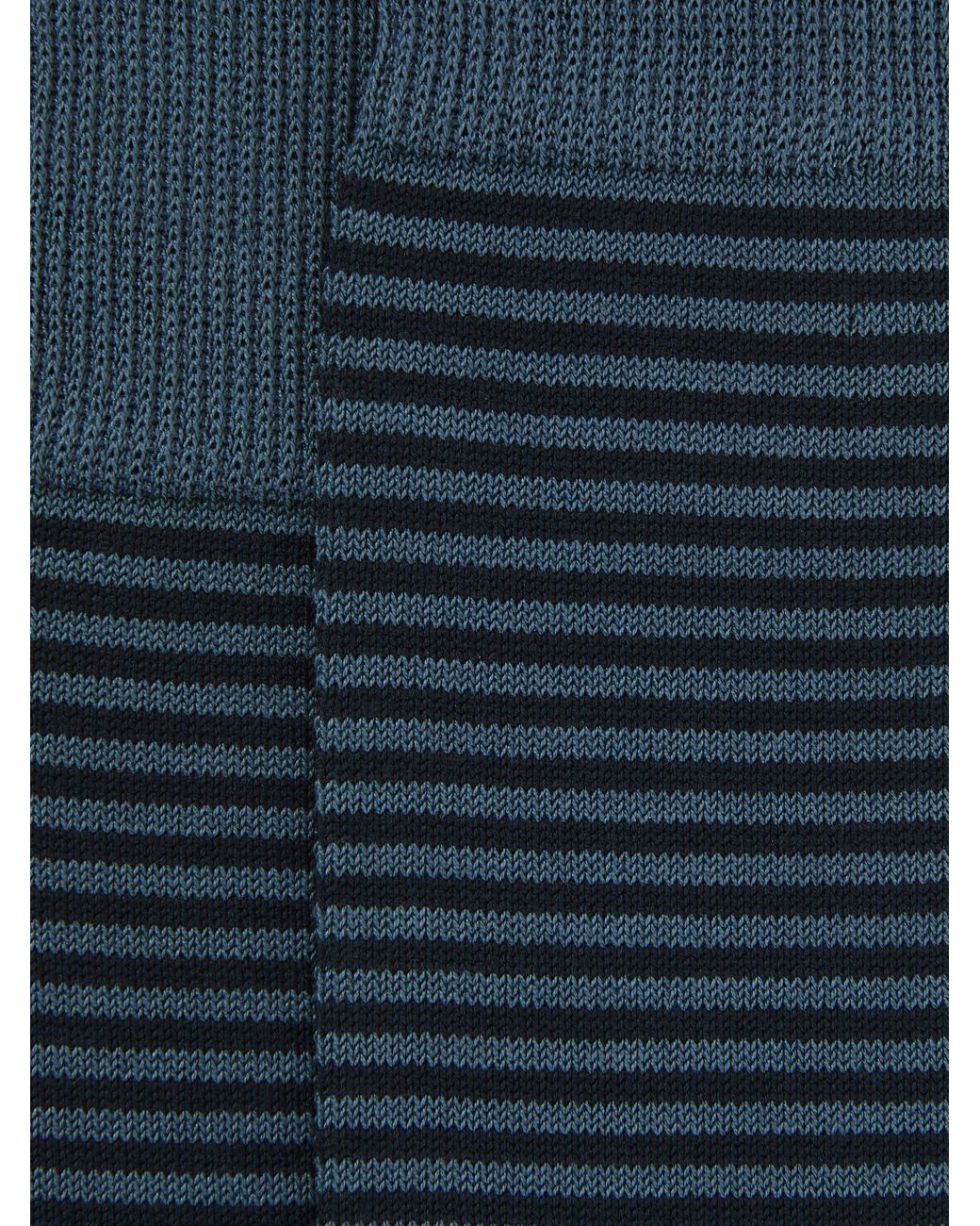Reiss Stripe - Airforce Blue/ Navy Mario Stripe Mercerised Cotton-blend Striped Socks, S/m for men