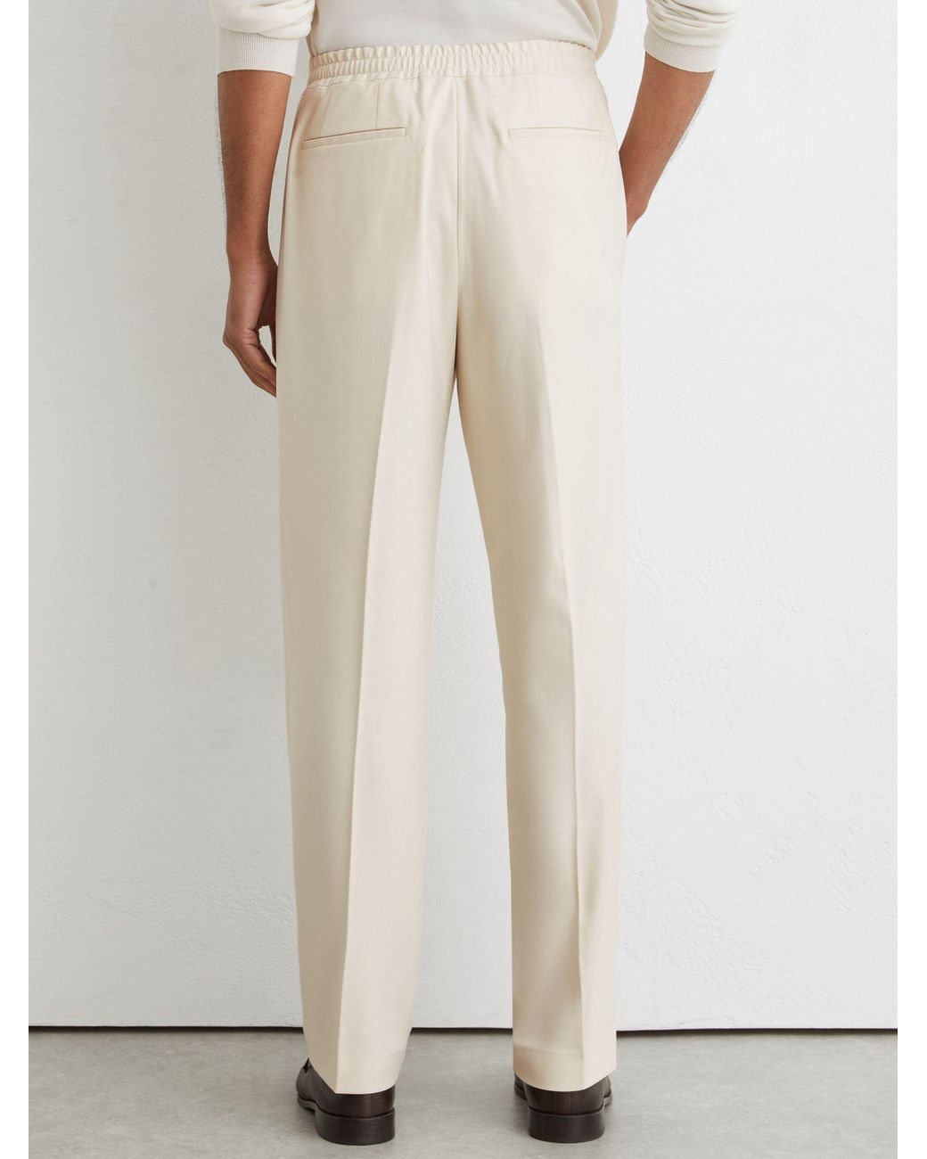 Reiss White Relaxed Twill Drawstring Trousers for men