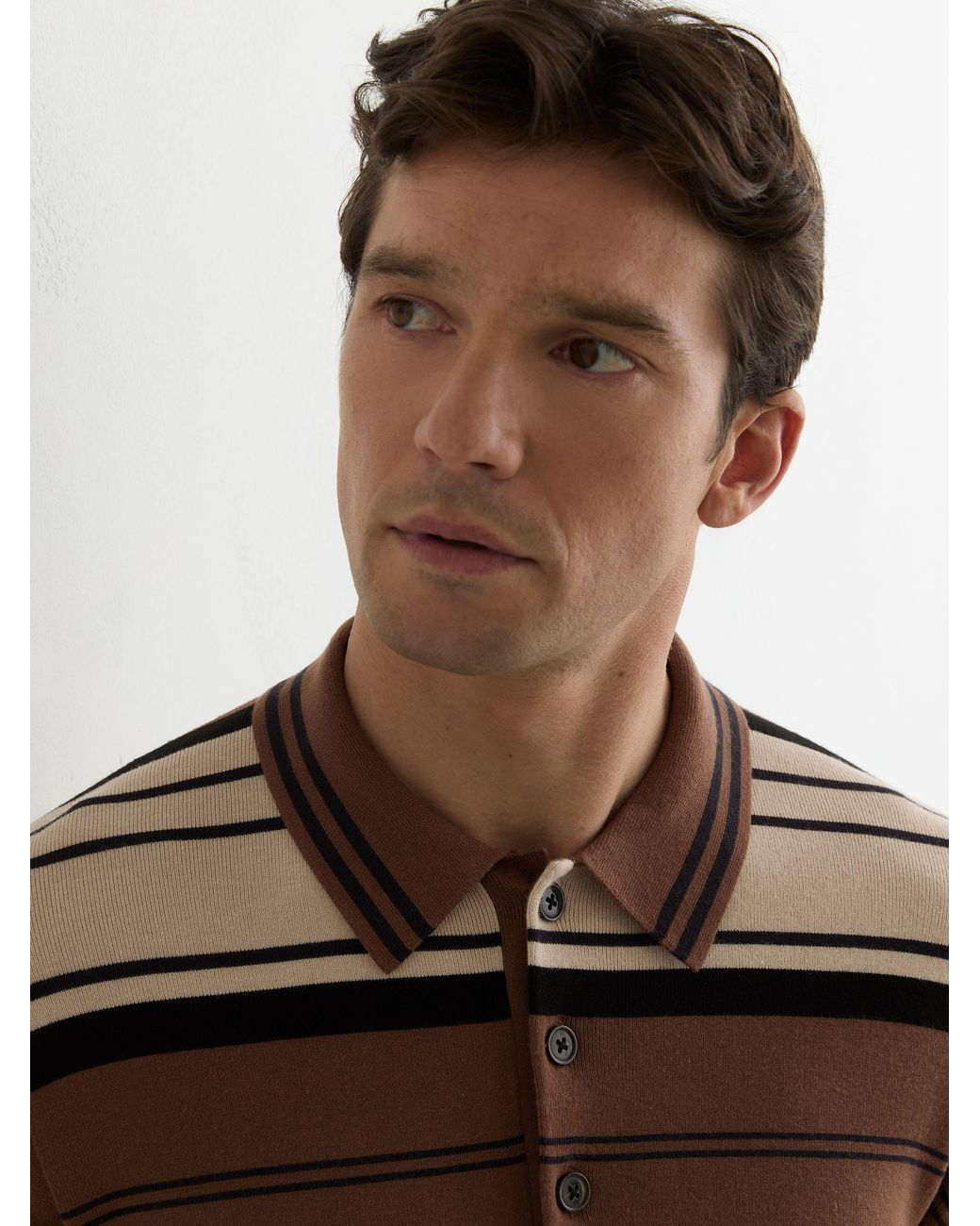 Reiss Multicolor Stripe Knit Half-Button Polo Shirt for men