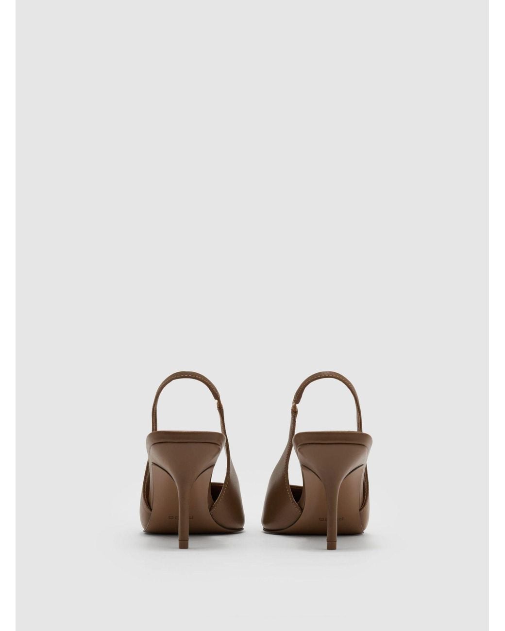Reiss Brown Leather Slingback Mid-Heel Court Shoes