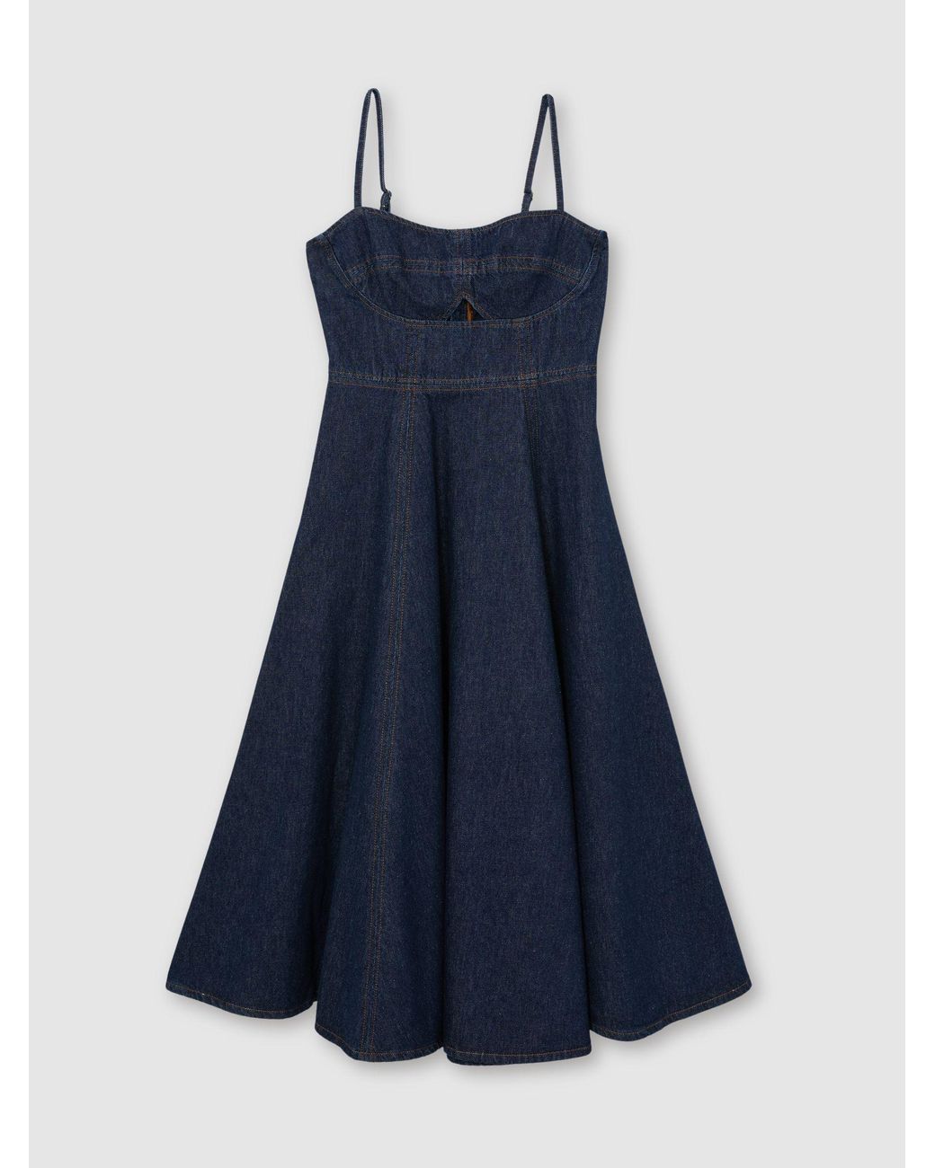 Reiss Blue Denim Fit-And-Flare Midi Dress
