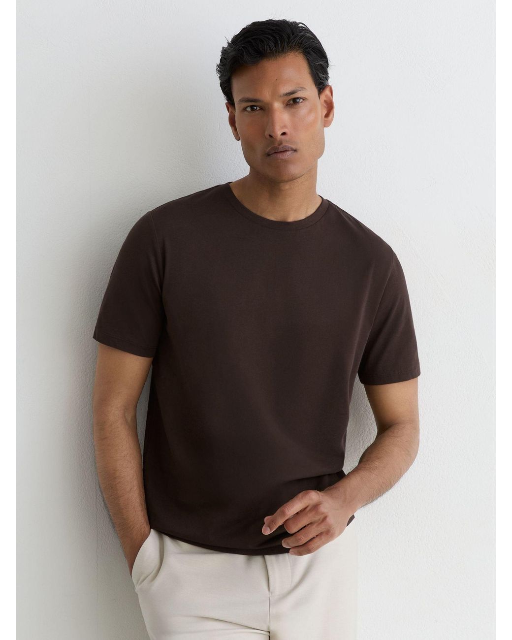 Reiss Multicolor Wheat Melange & Coco Bless Pack Cotton Crew-Neck Tailored-Fit T-Shirts-Pack for men