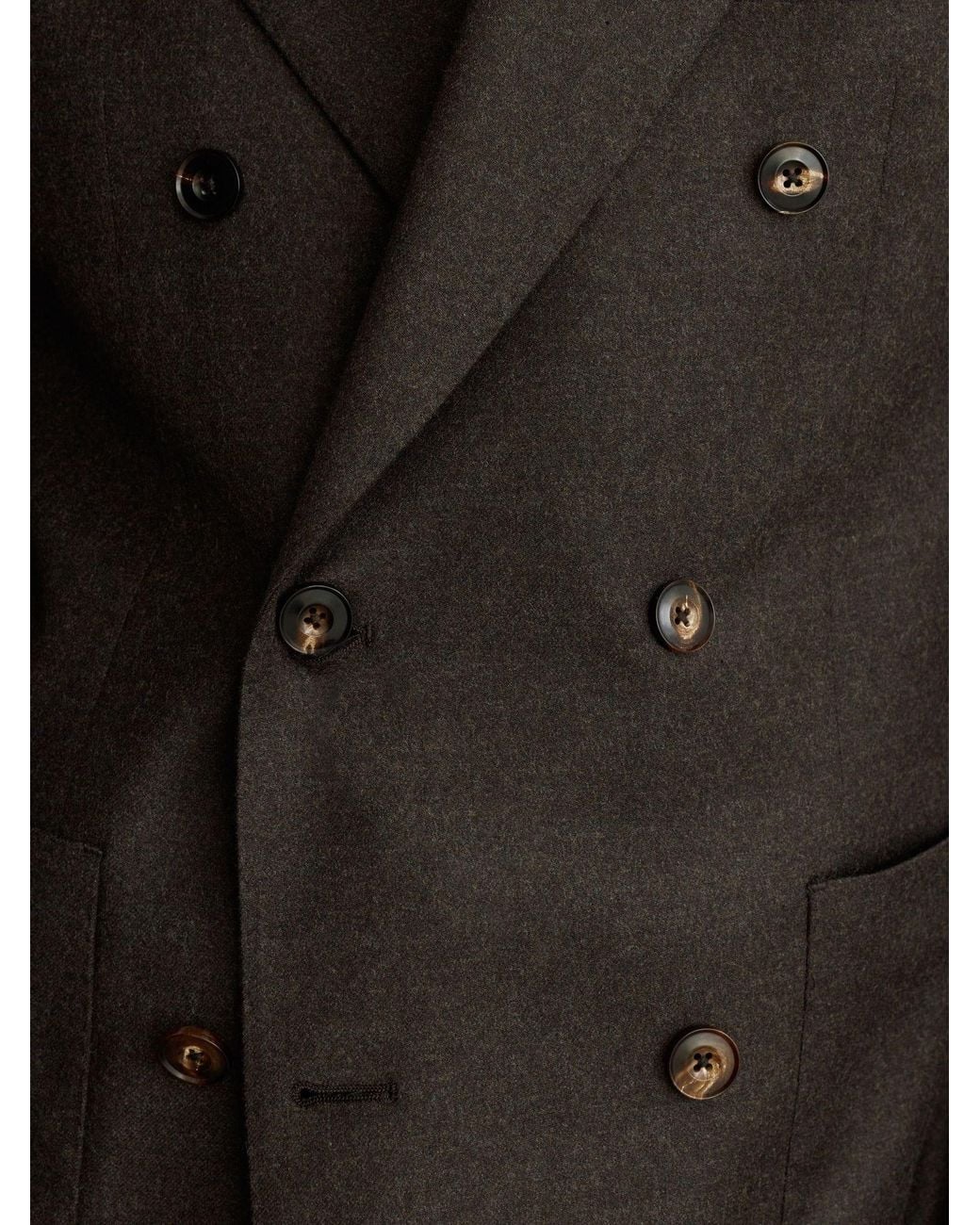 Reiss Gray Wool-Blend Flannel Double-Breasted Suit Blazer Classic-Fit for men