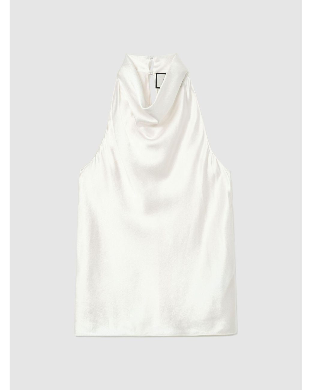 Reiss White Hammered-Silk Cowl-Neck Top