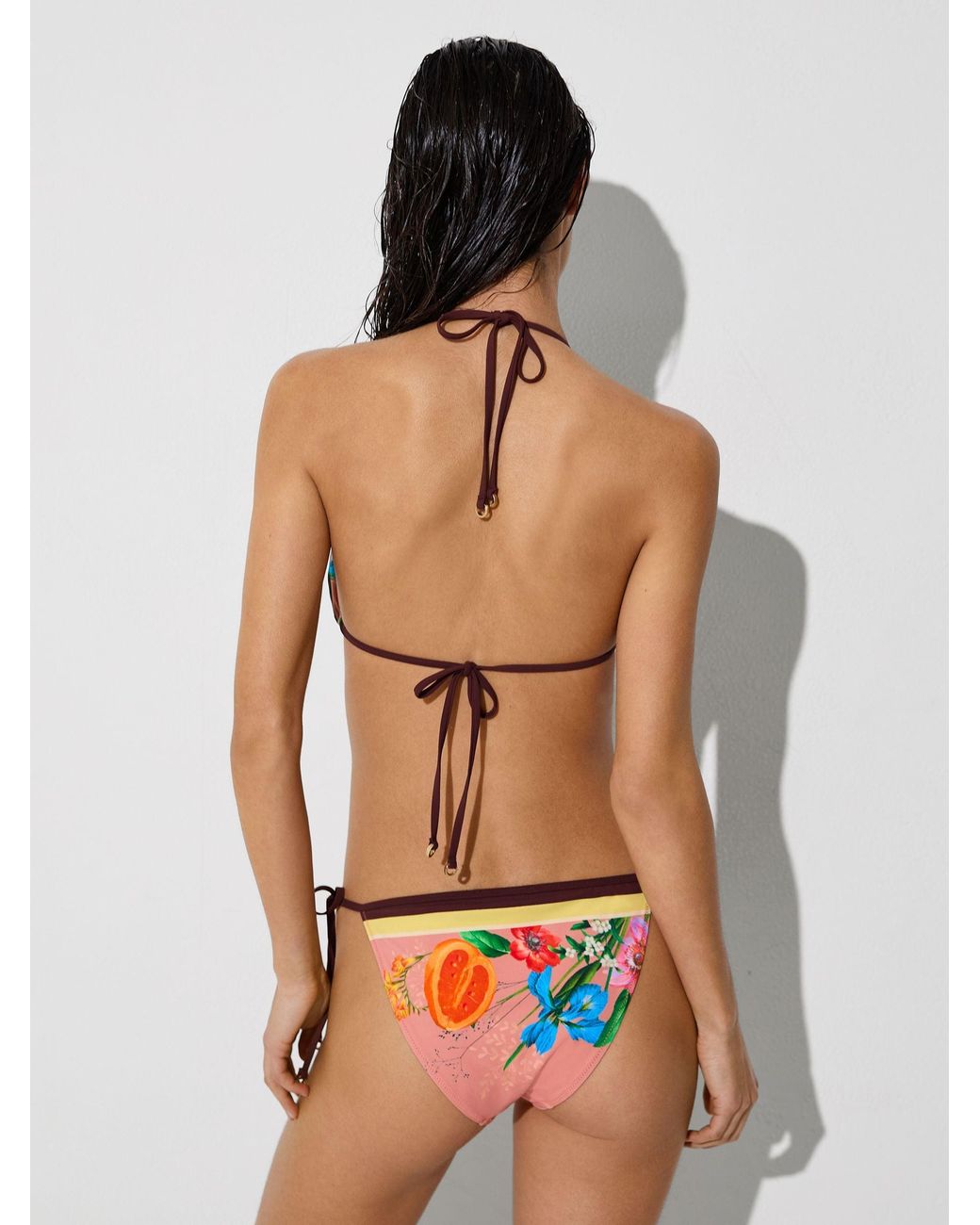 Reiss Natural Tina - Pink Floral-print Triangle Bikini Top, Us 8