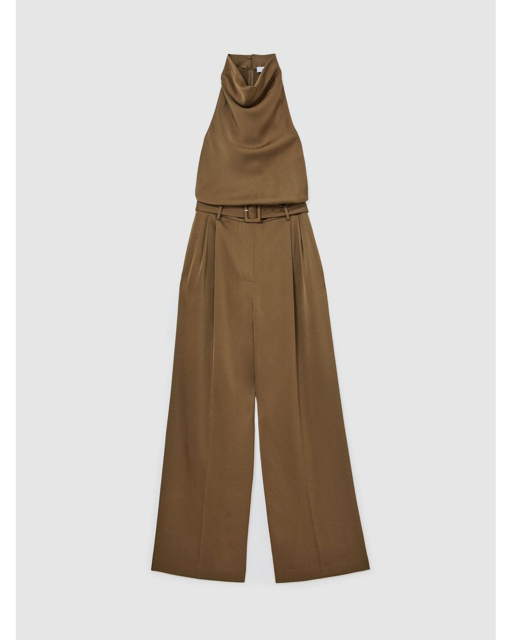 Reiss Natural Satin Cowl-Neck Wide-Leg Jumpsuit