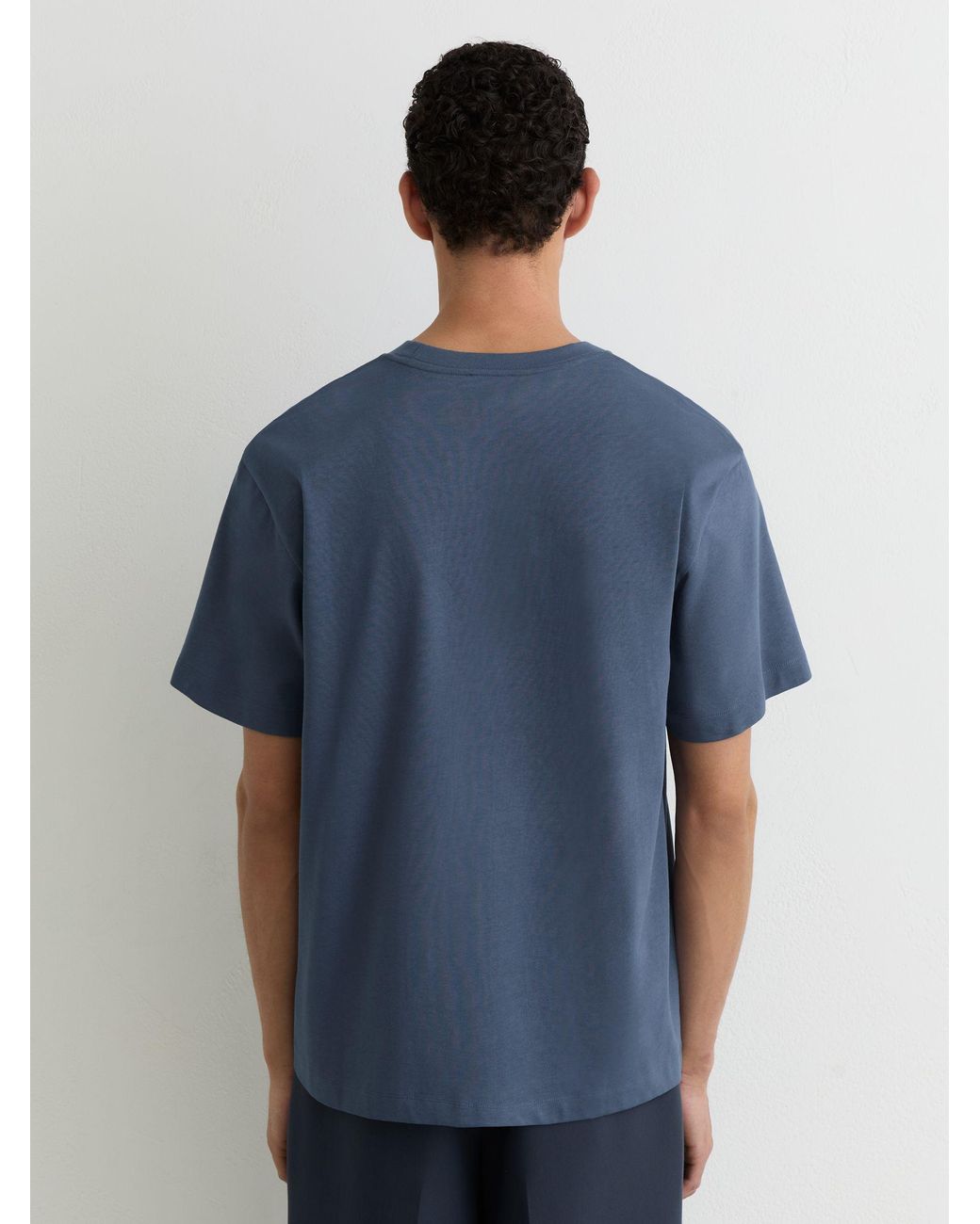Reiss Blue Tate Cotton Garment-Dyed Relaxed-Fit T-Shirt for men