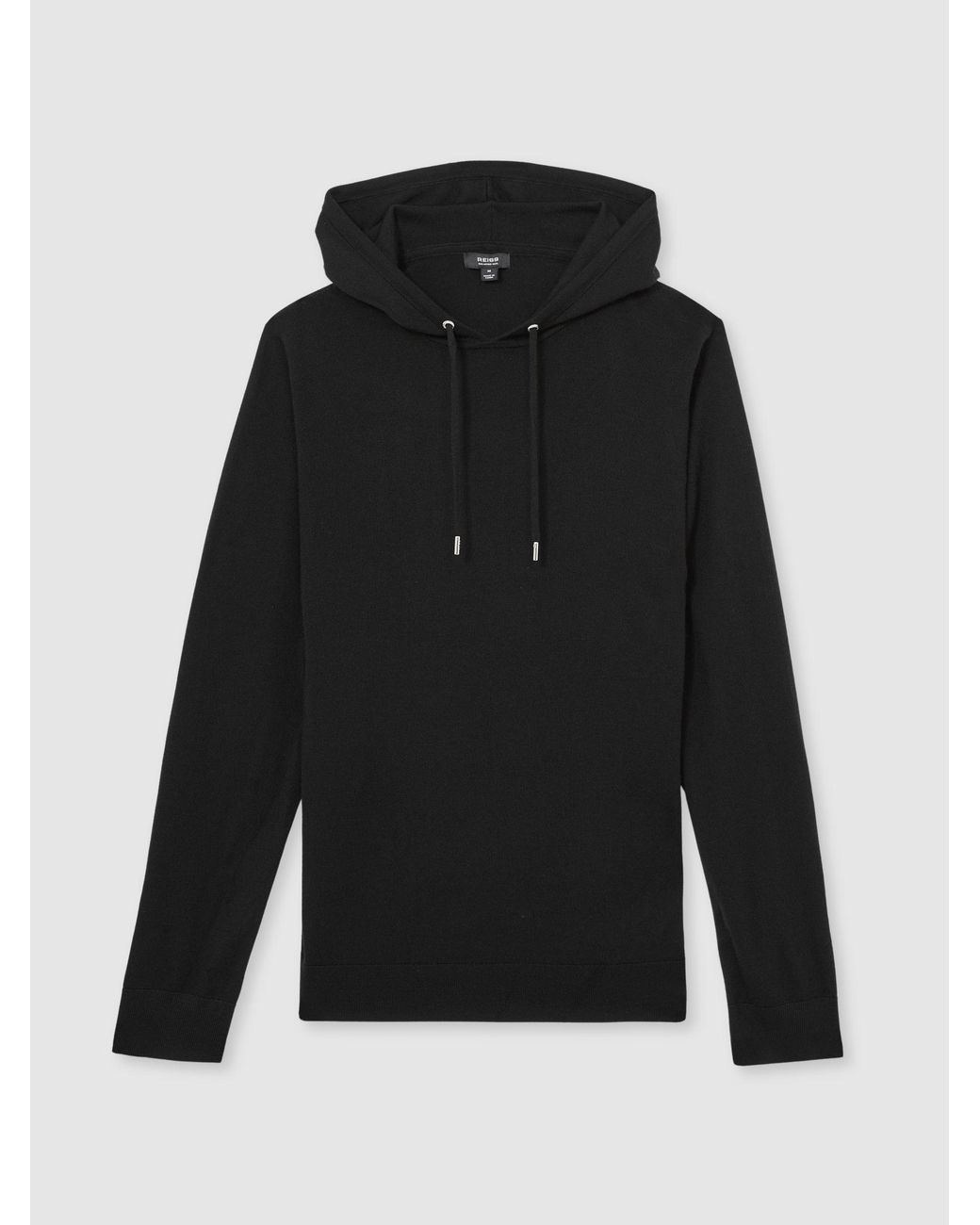 Reiss Black Holland Hoodie Wool Plain for men
