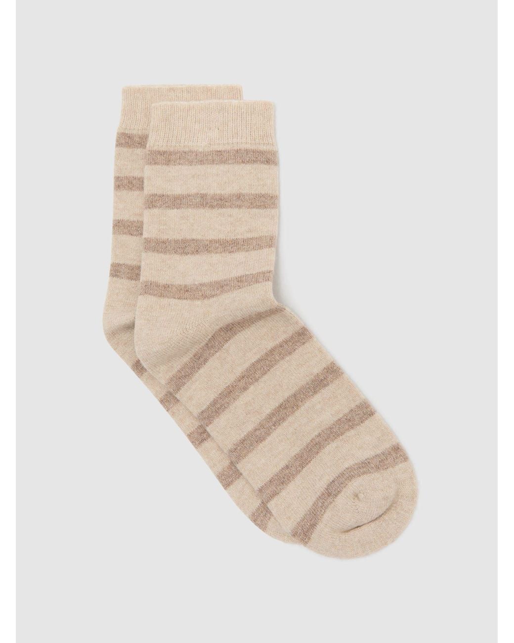 Reiss Natural Striped Socks With Wool