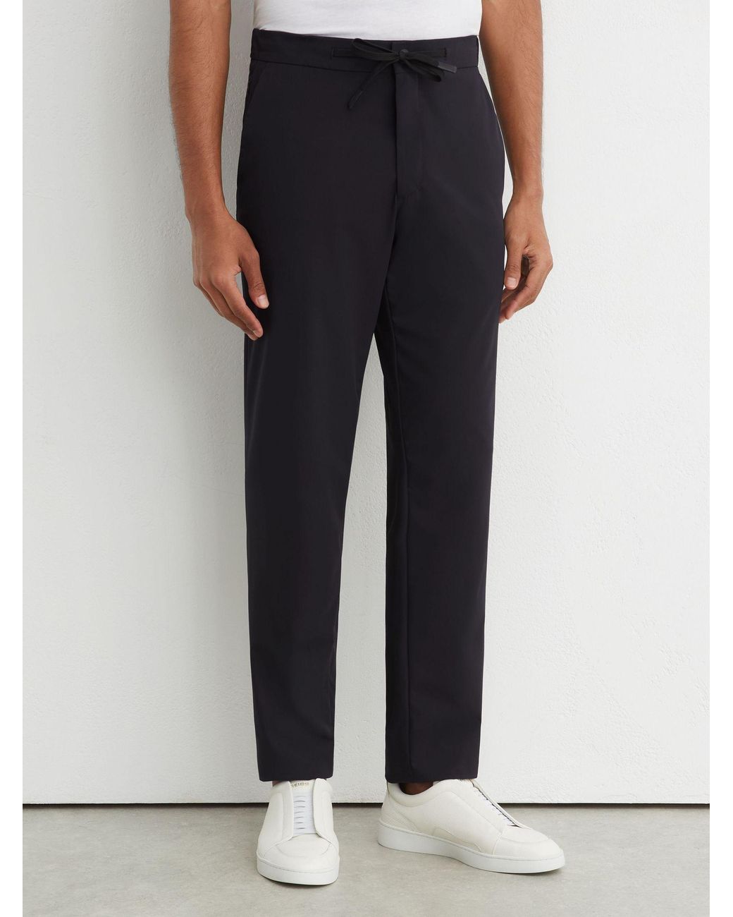 Reiss Blue R-Flex Technical Stretch Drawstring Trousers Tailored-Fit for men