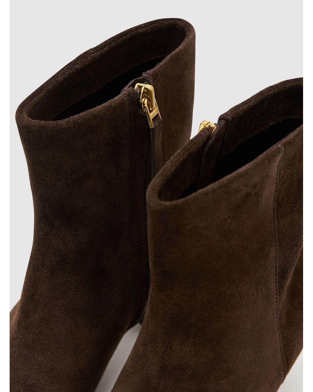 Reiss Brown Leather Pointed-Toe Low-Heel Ankle Boots