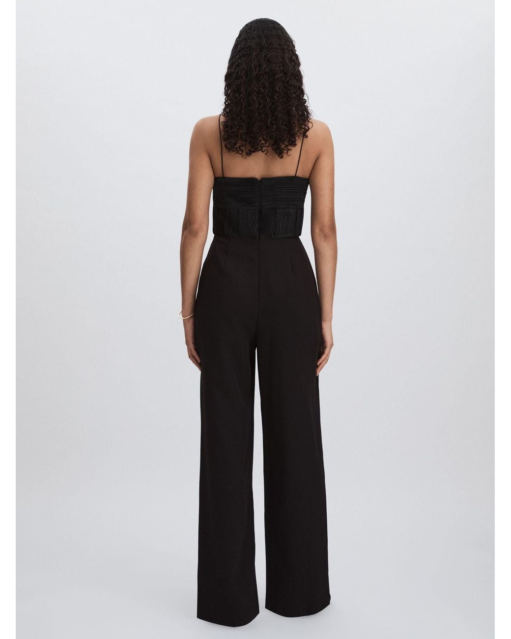 AMUR Black Cady Rosette Jumpsuit