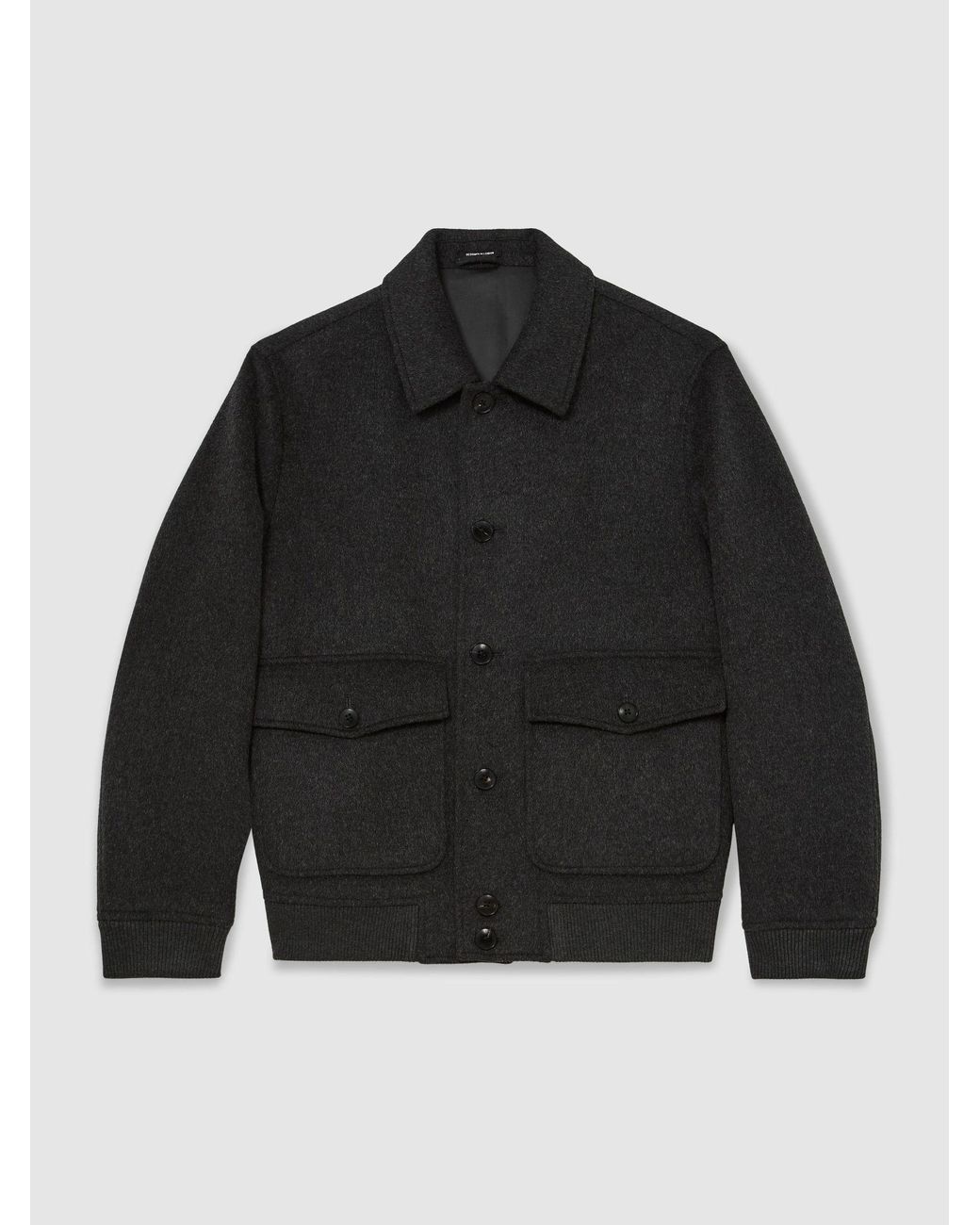 Reiss Black Deluca - Charcoal Grey Wool-blend Flap-pocket Bomber Jacket, S for men