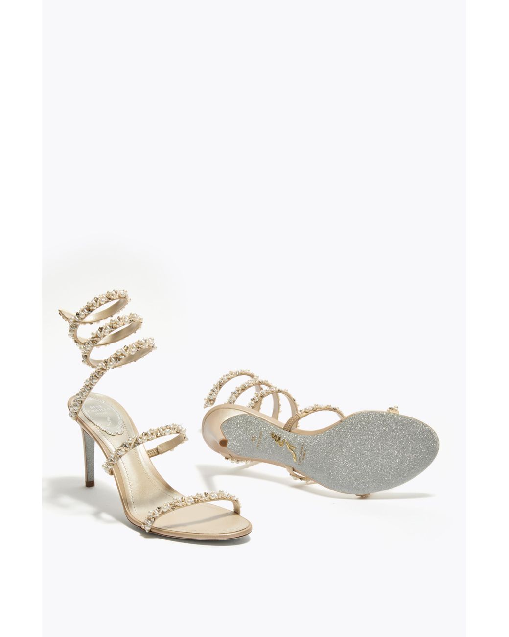 Rene Caovilla White Golden Honey Sandal 80