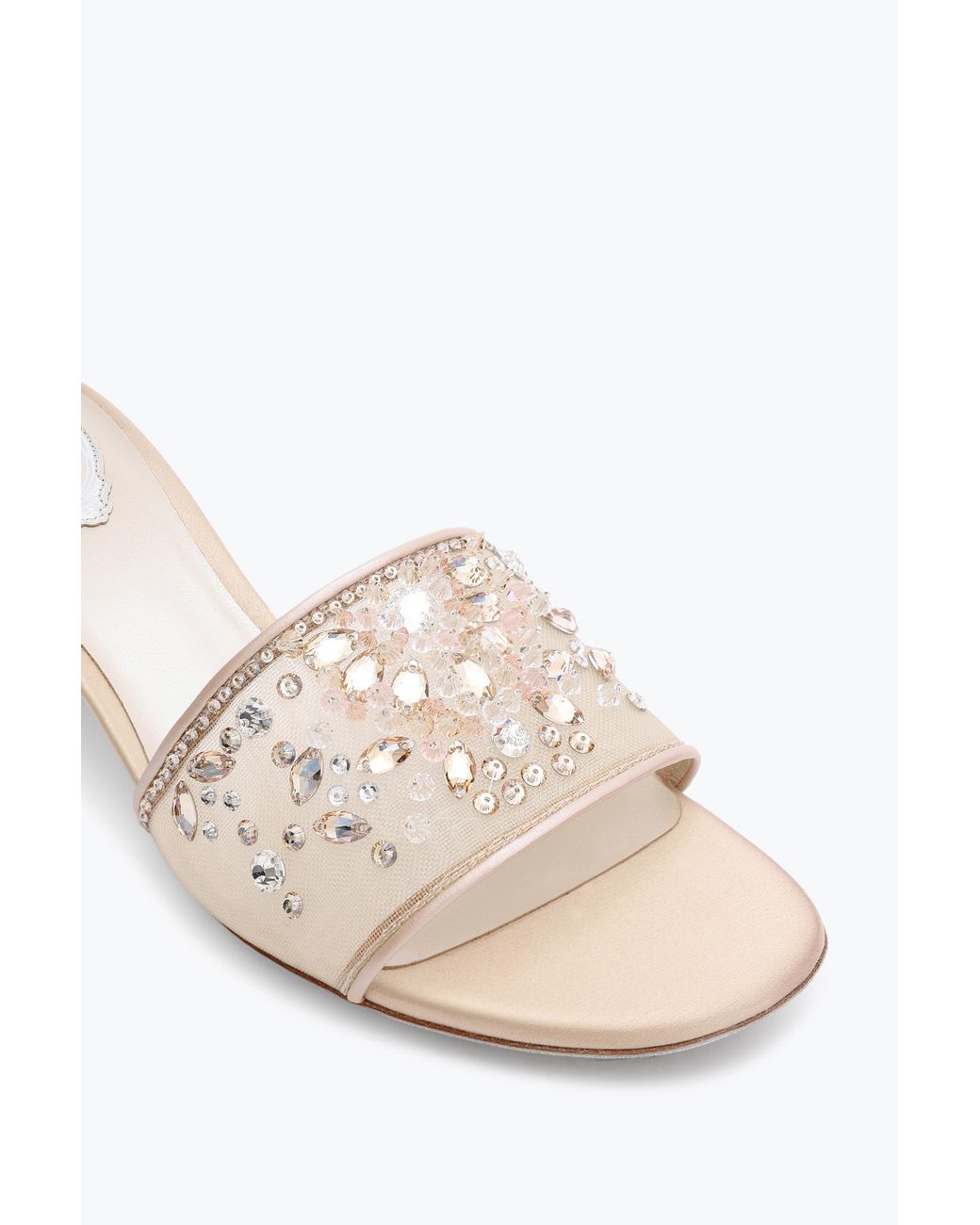Rene Caovilla White Cinderella Nude Slider Sandal 40