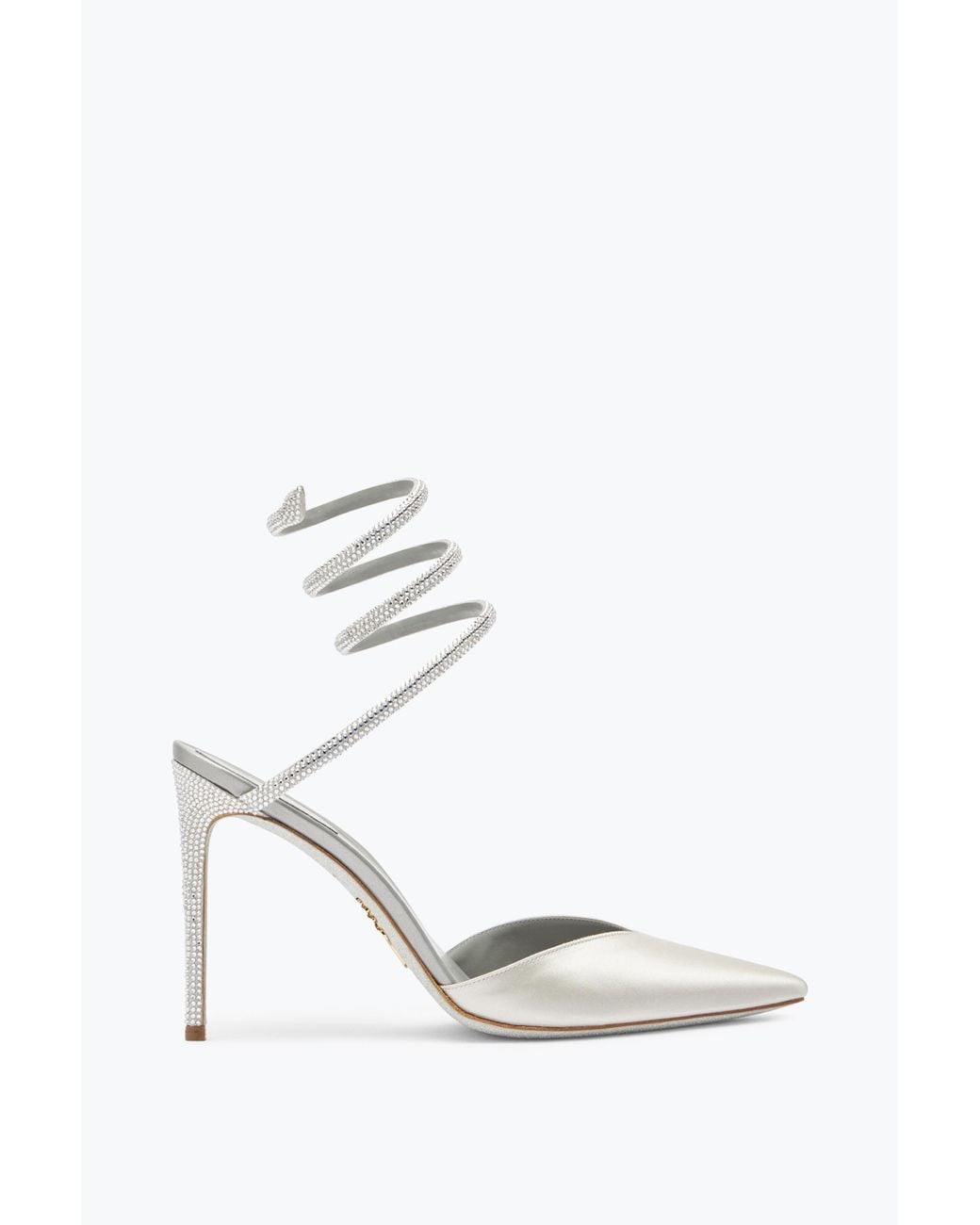 Rene Caovilla White Cleo Crystal Open-Back Pump 105