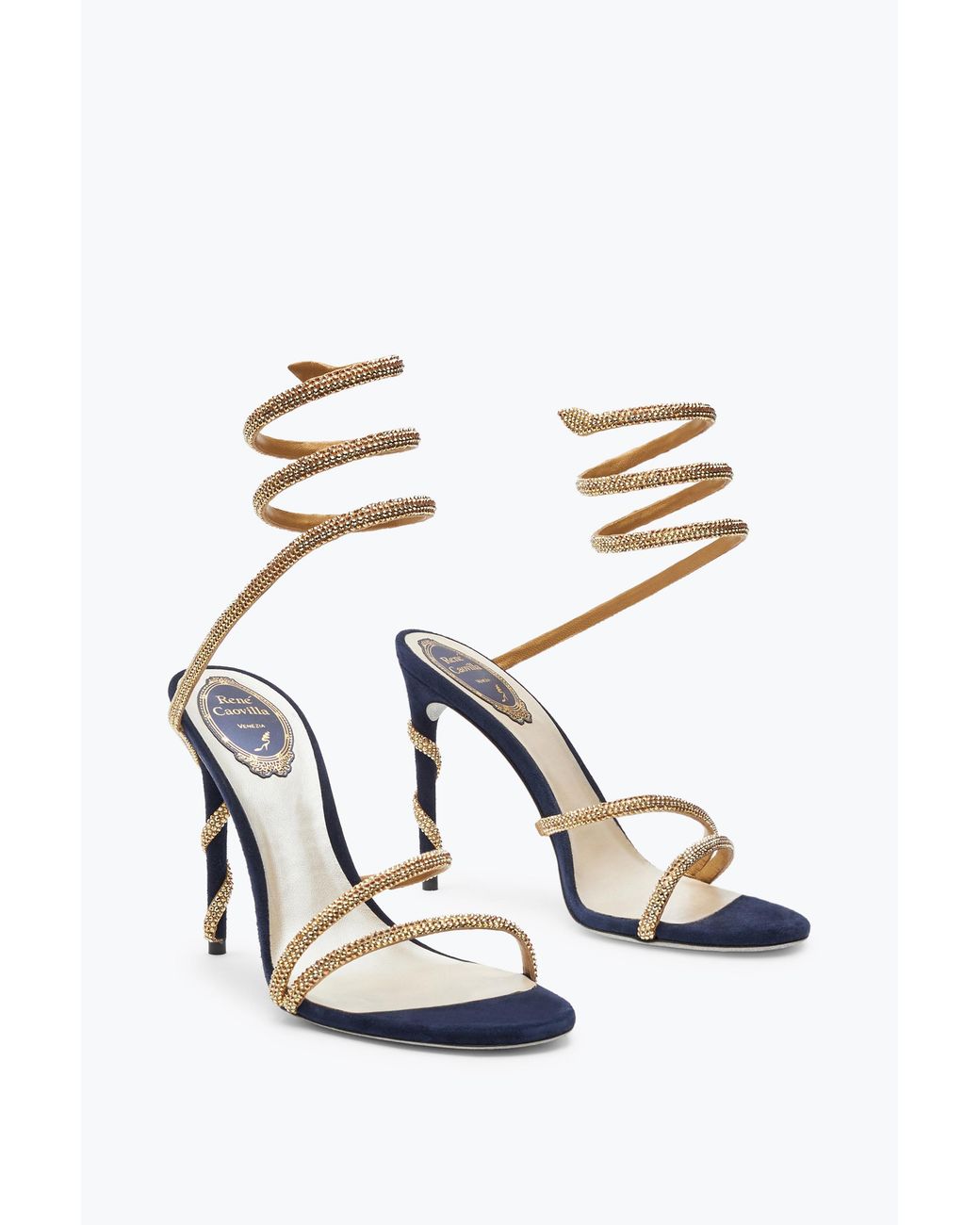 Rene Caovilla White Margot Crystal- Sandal 105