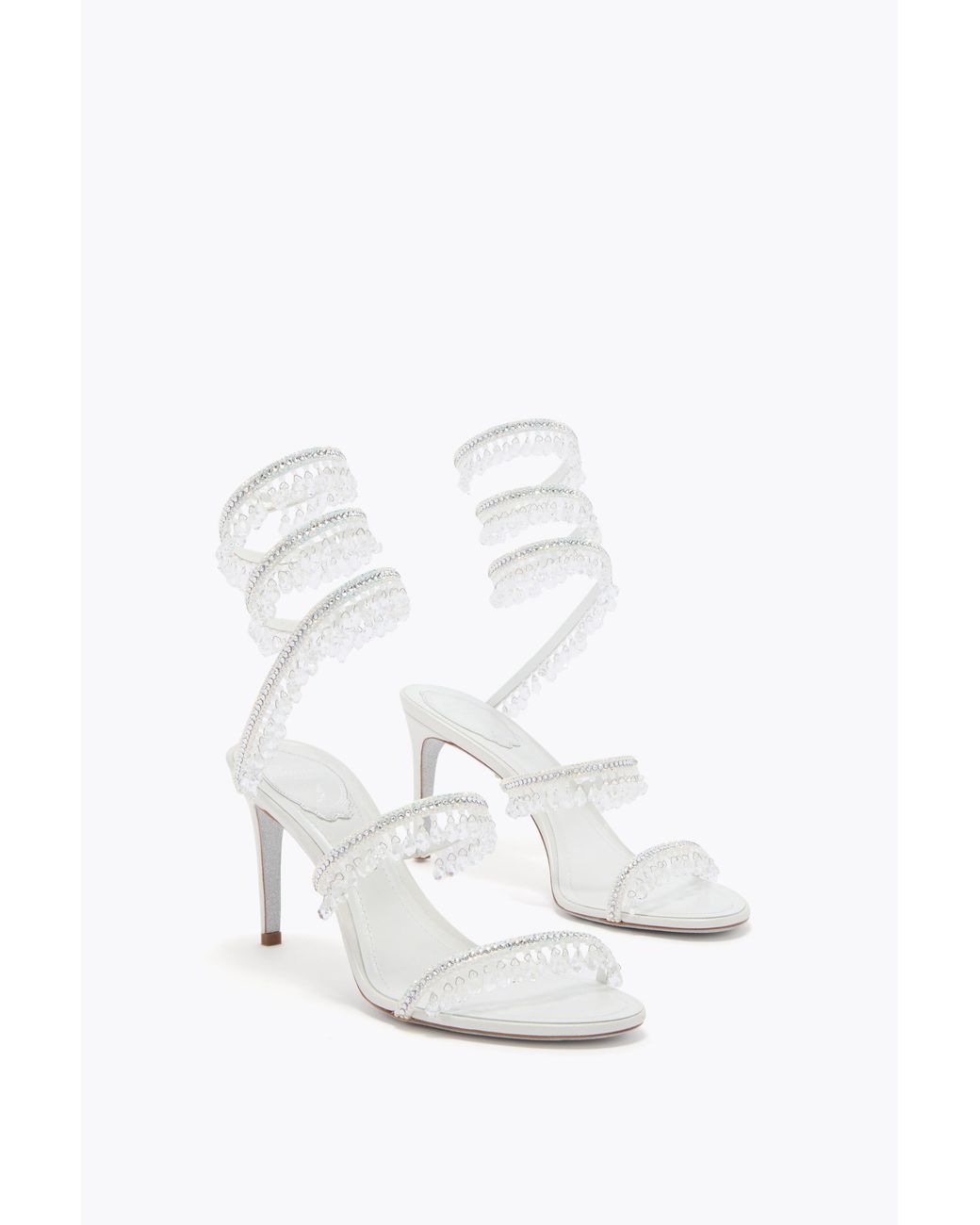 Rene Caovilla White Chandelier Sandal 80
