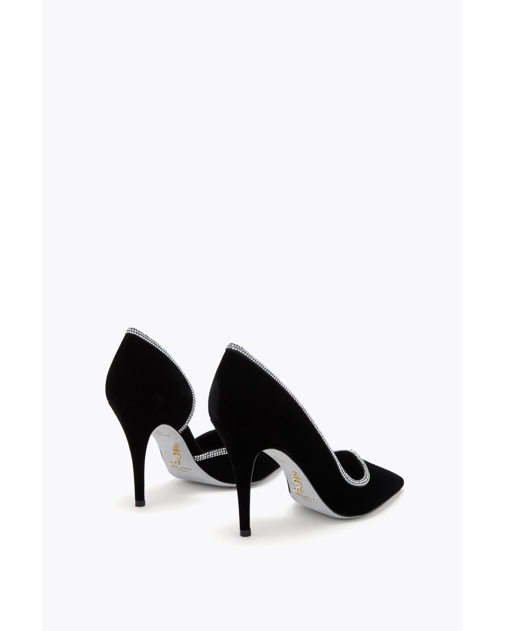 Rene Caovilla Black Onda Velvet Pump 100