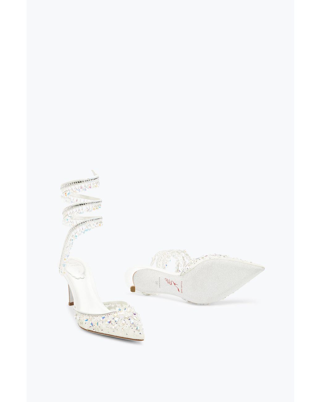Rene Caovilla White Jewel Chandelier Pumps