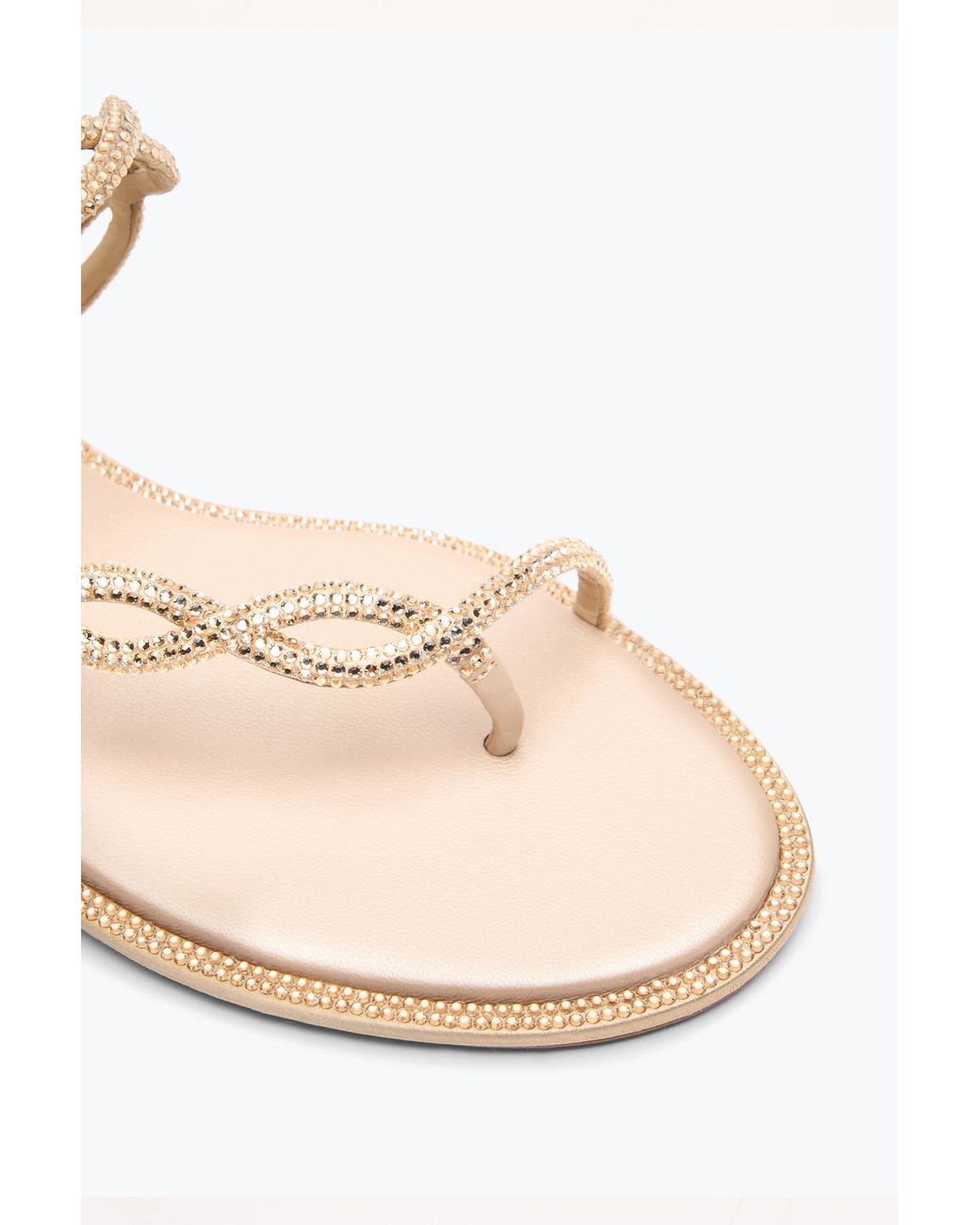 Rene Caovilla White Braid Nude Flat Sandal 10