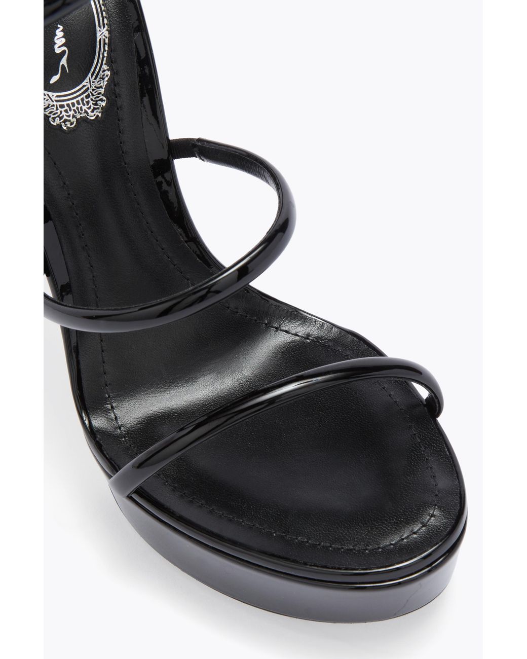 Rene Caovilla White Cleo Patent Leather Platform Sandal 130